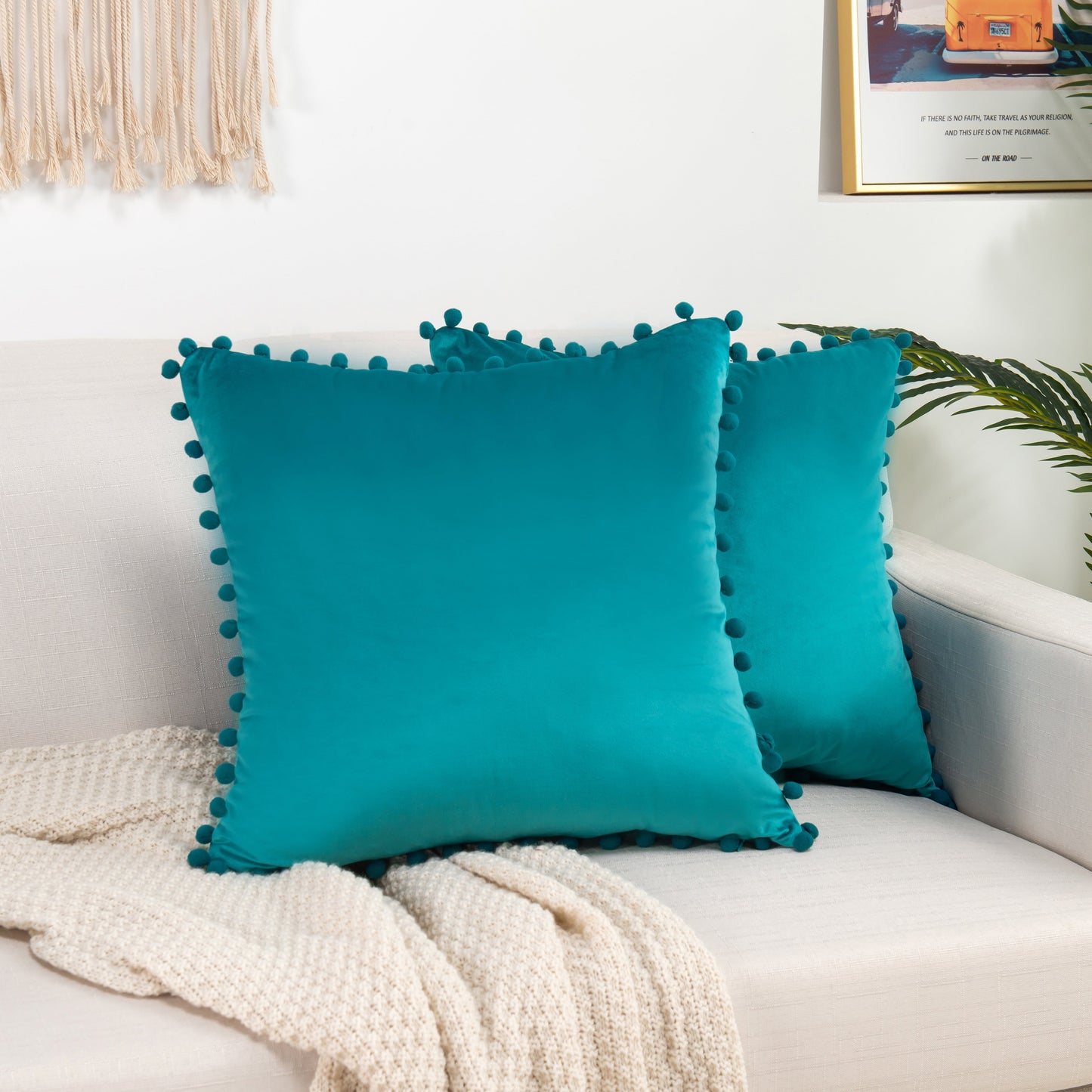 Luxury Bedding Outlet Pom-Pom Throw Pillow Covers