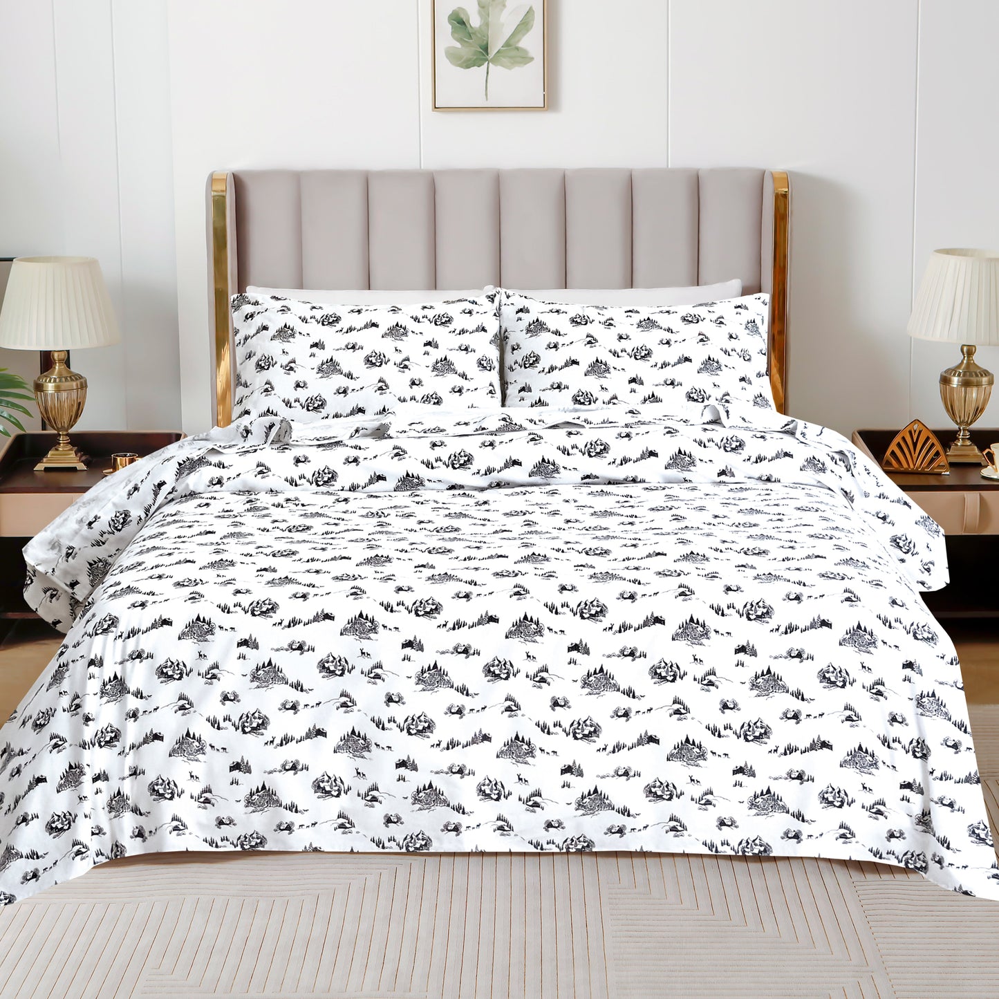 Luxury Bedding Outlet 4-Piece Holiday Cotton Flannel Bed Sheet Set