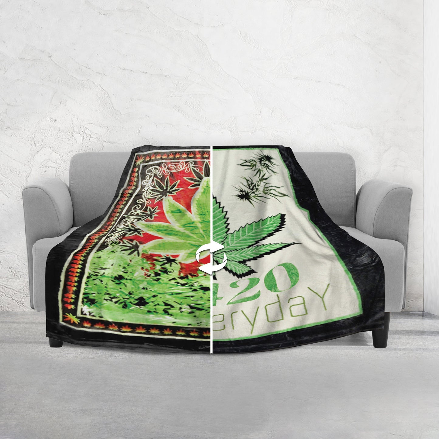 Luxury Bedding Outlet Marijuana Printed Reversible Blanket