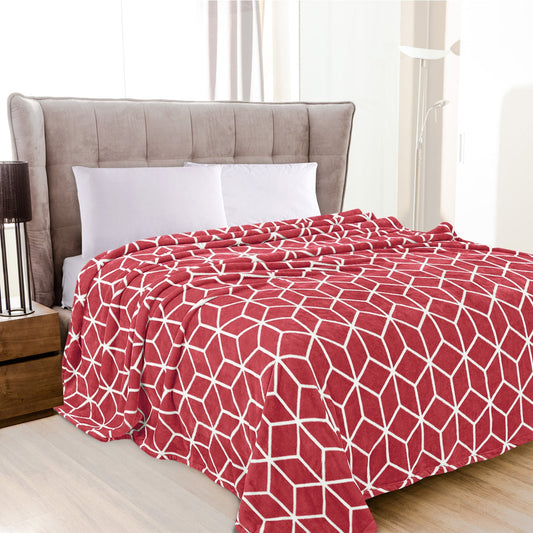 Luxury Bedding Outlet Geometric Pattern Flannel Fleece Blanket