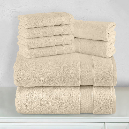 Luxury Bedding Outlet 680 GSM Premium 8-Piece Turkish Cotton Towel Set