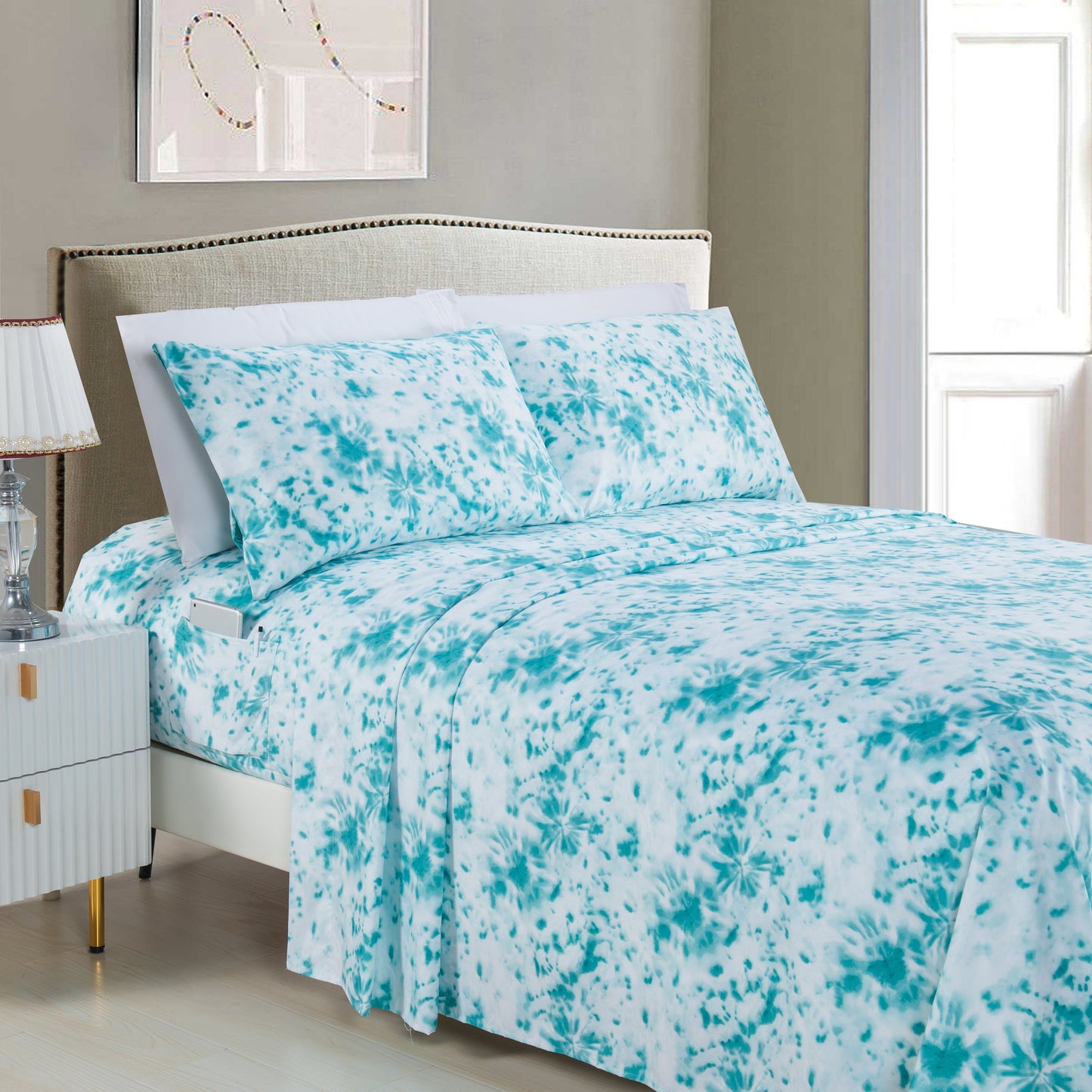 Luxury Bedding Outlet 6-Piece Colorful Tie Dye Pattern Bed Sheet Set