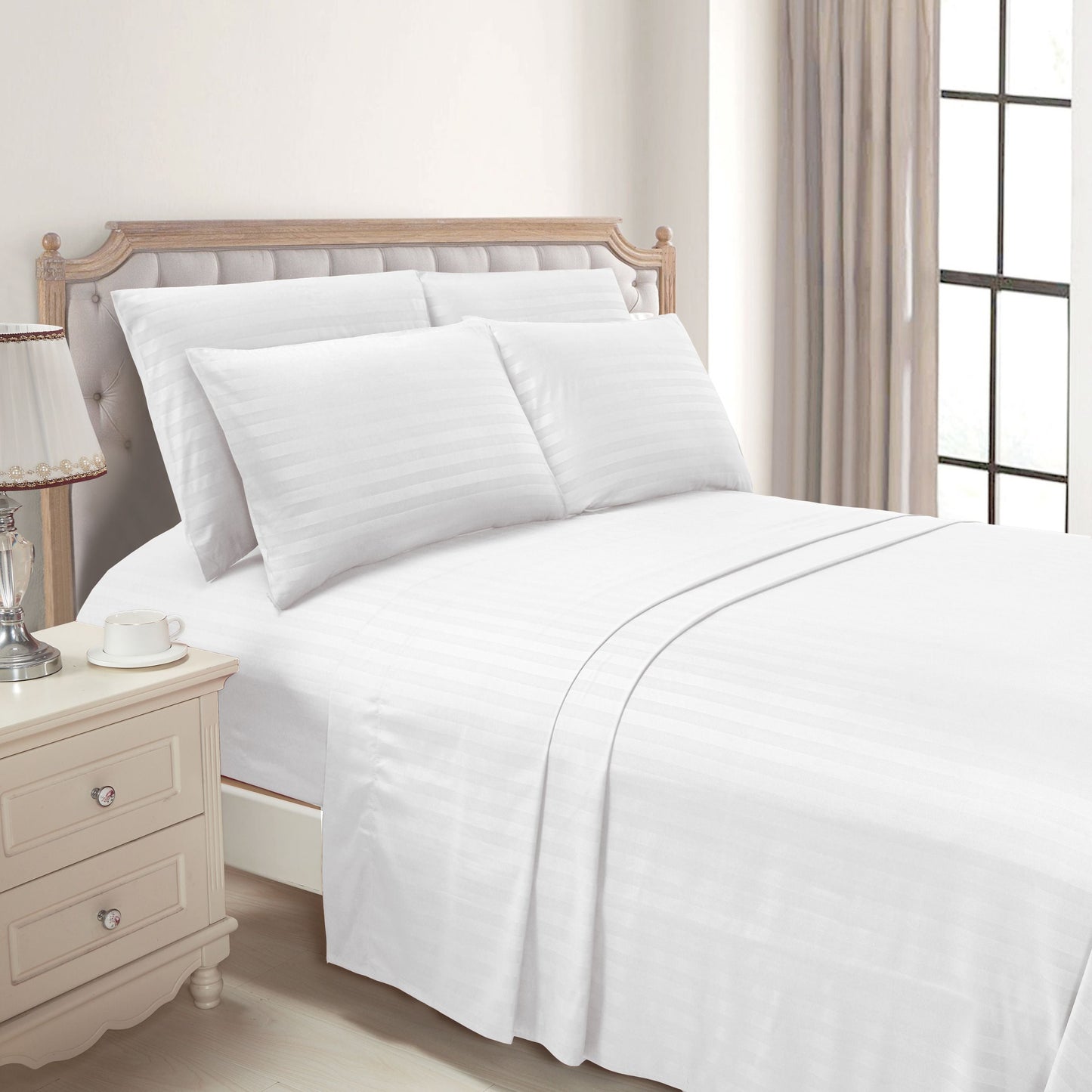 Luxury Bedding Outlet 6-Piece Dobby Stripe Bed Sheet Set