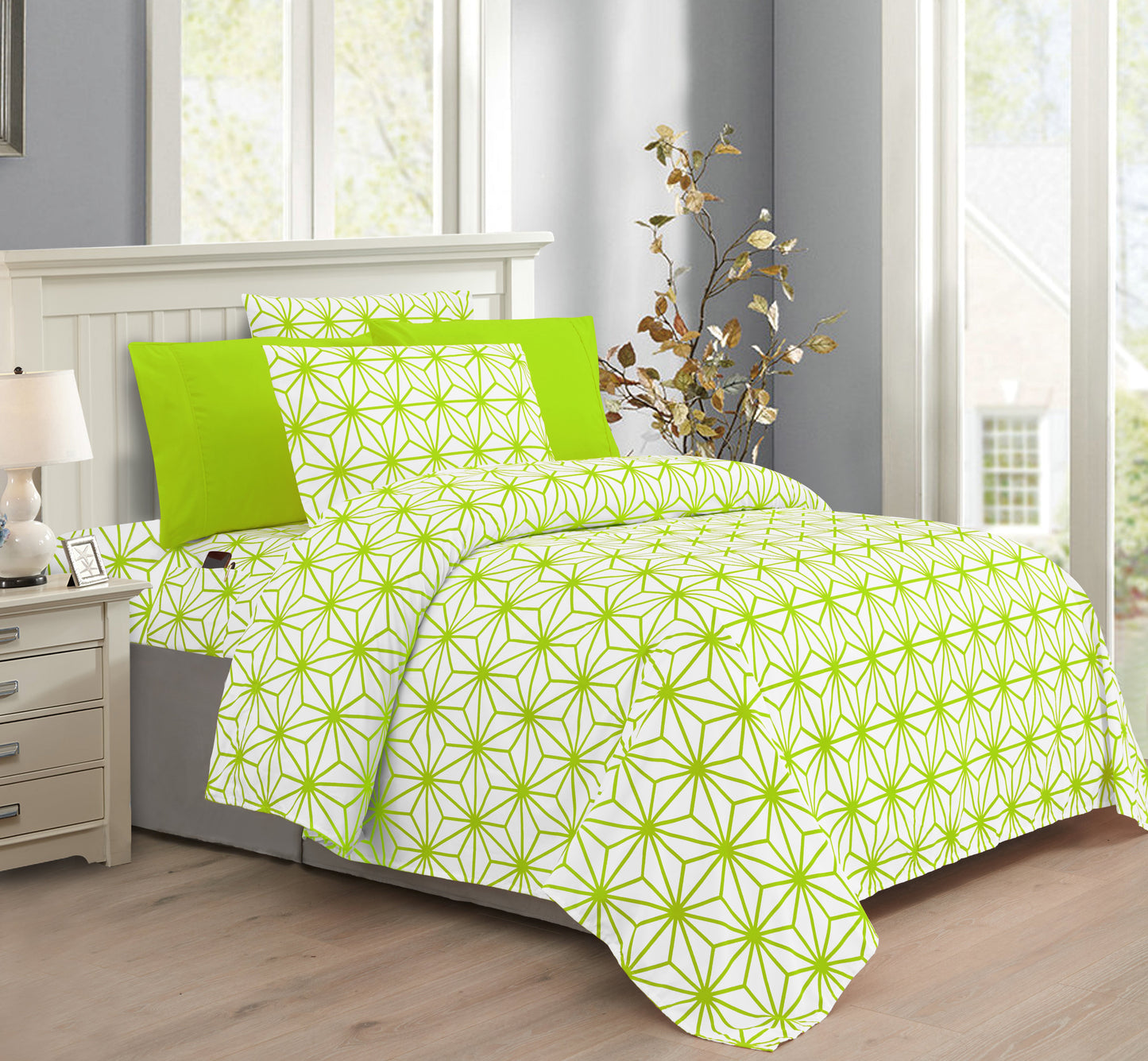 Luxury Bedding Outlet 6-Piece Geometric Cube Pattern Bed Sheet Set