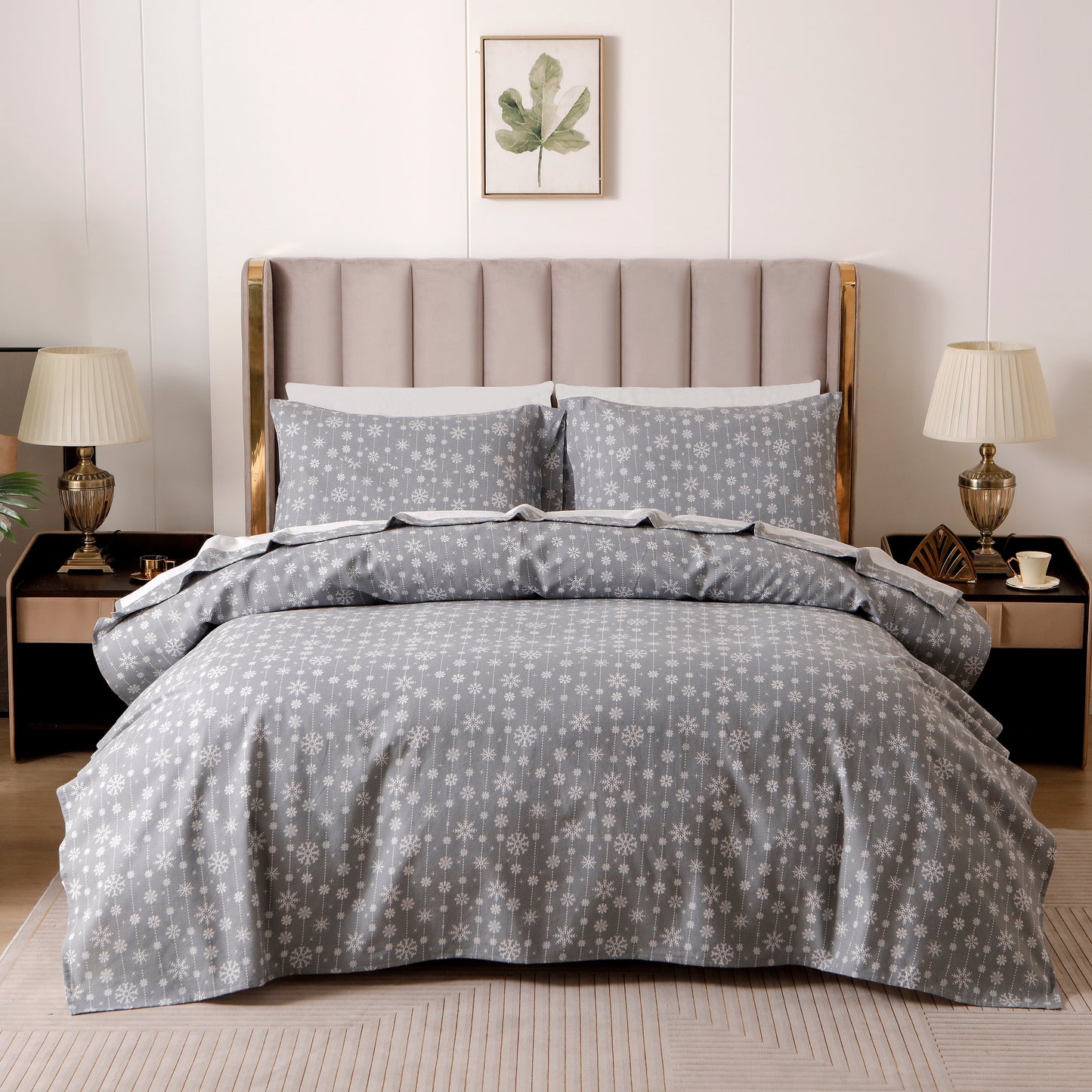 Luxury Bedding Outlet 4-Piece Holiday Cotton Flannel Bed Sheet Set