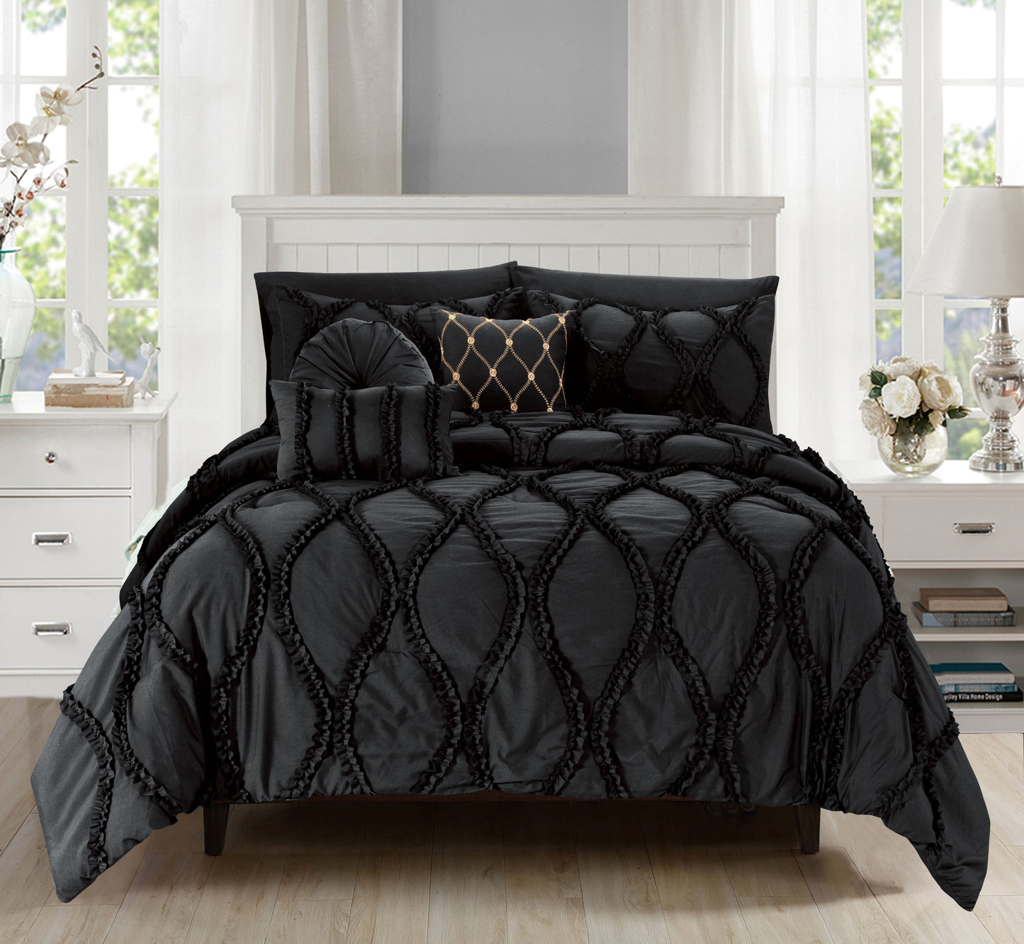 Luxury Bedding Outlet 10-Piece Infinity Design Comforter Set