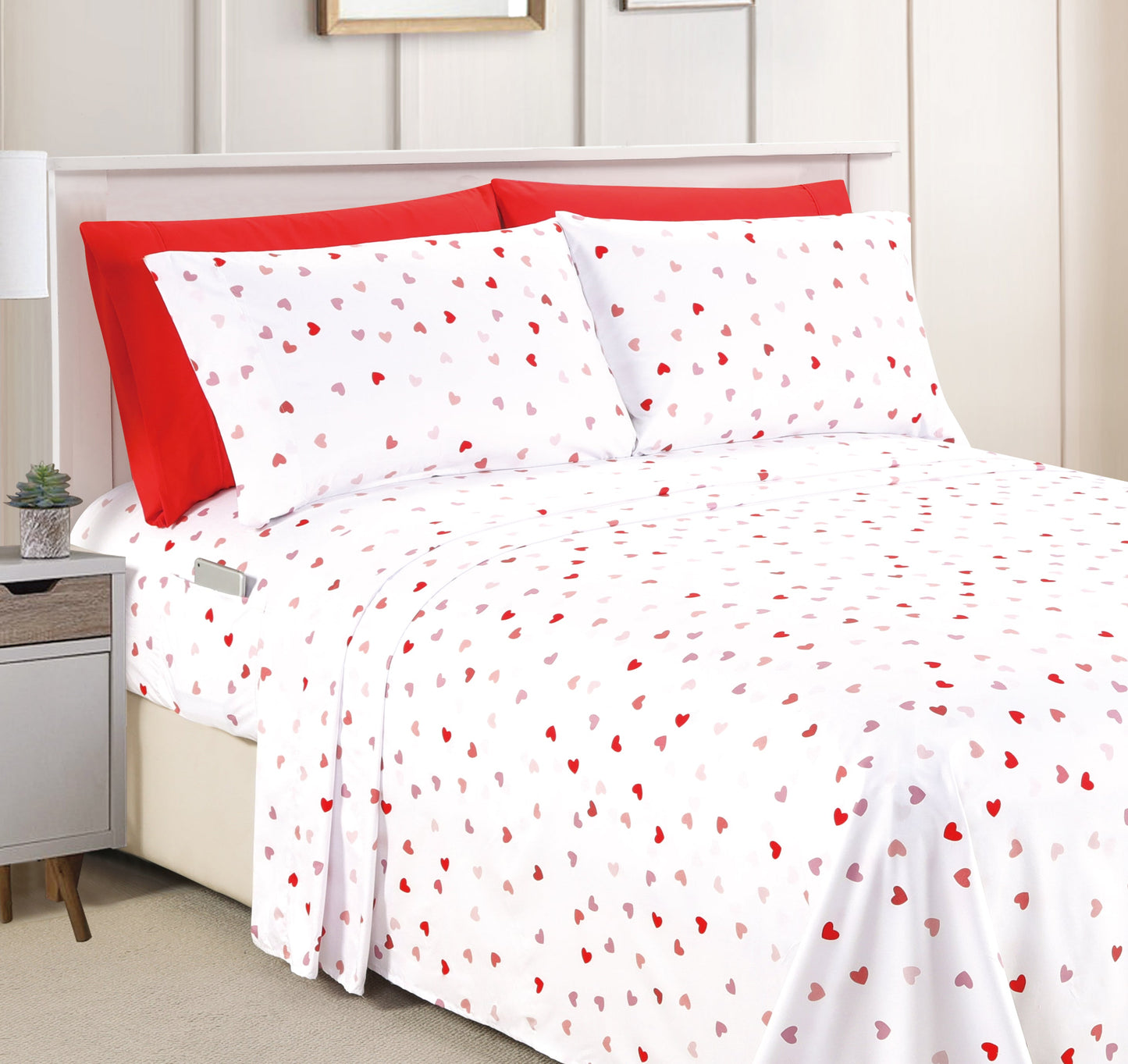 Luxury Bedding Outlet 6-Piece Floral and Stripe Pattern Sheet Set