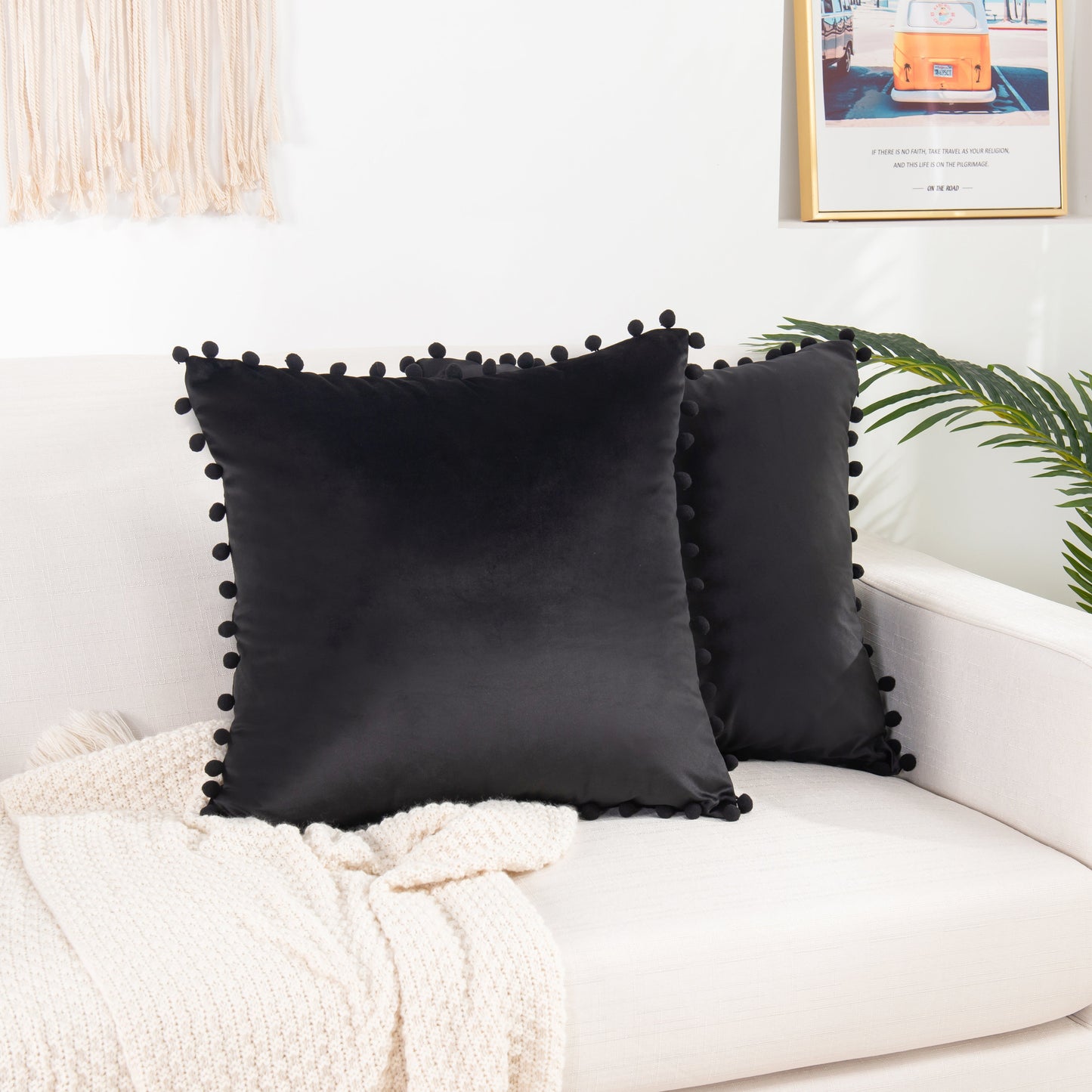 Luxury Bedding Outlet Pom-Pom Throw Pillow Covers