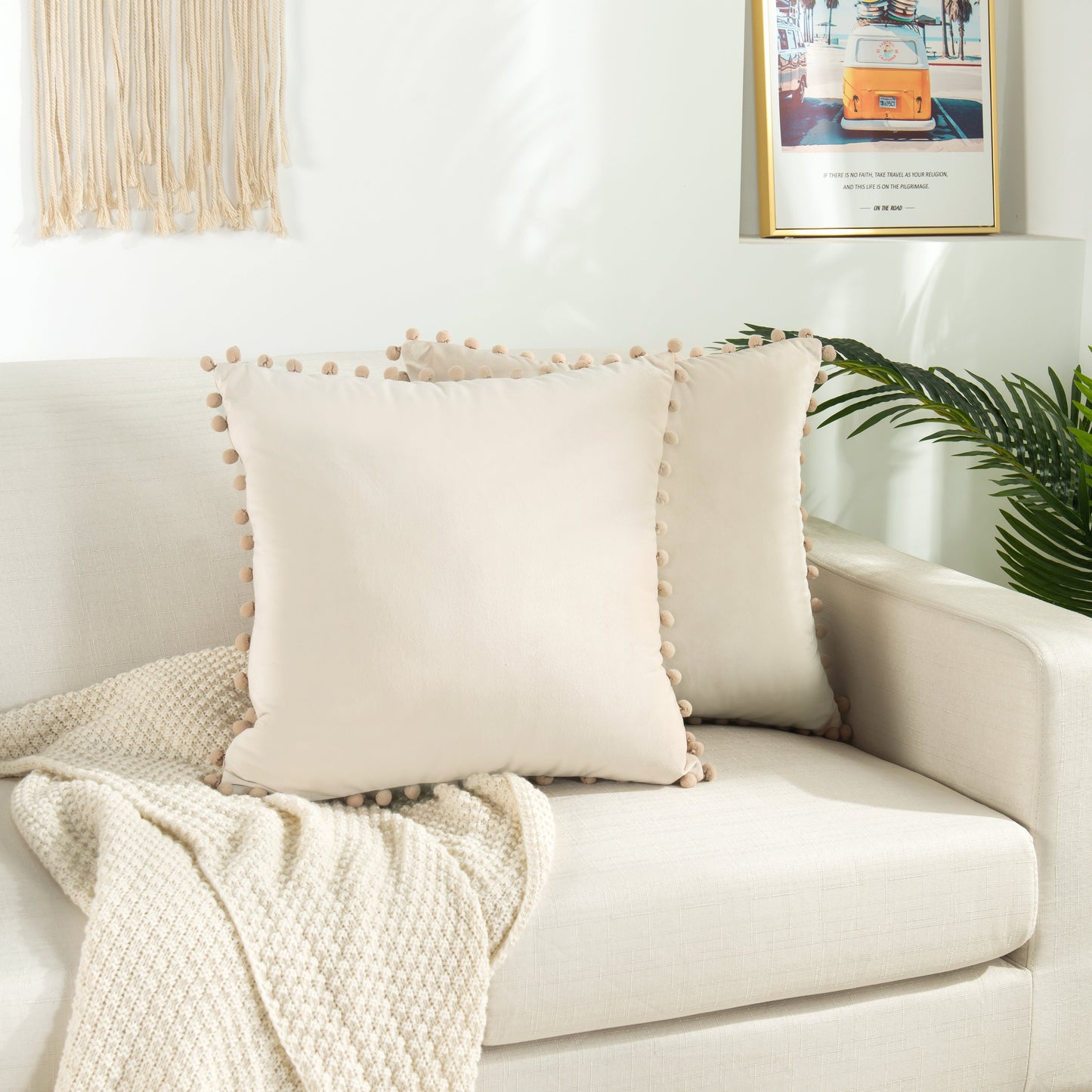 Luxury Bedding Outlet Pom-Pom Throw Pillow Covers
