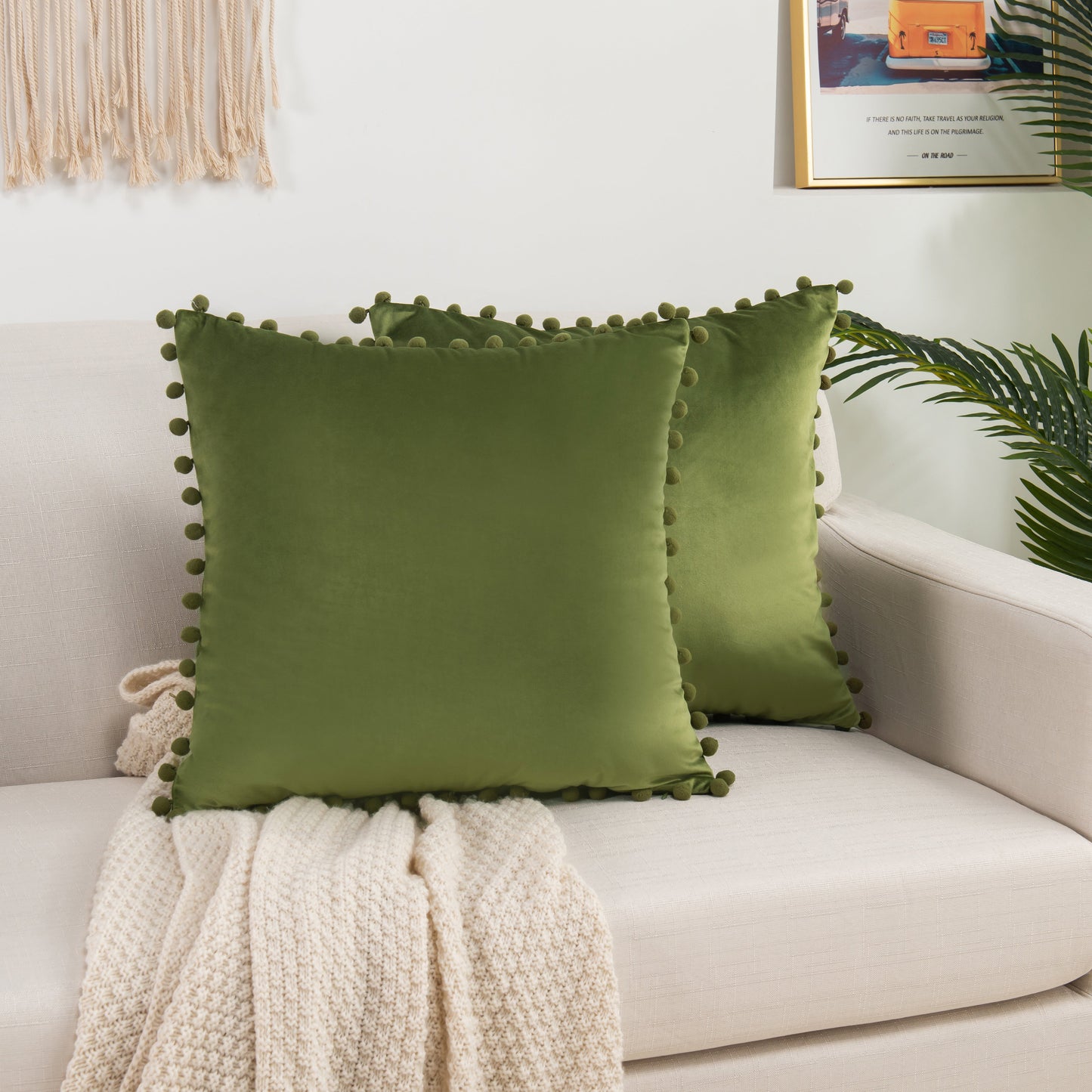 Luxury Bedding Outlet Pom-Pom Throw Pillow Covers