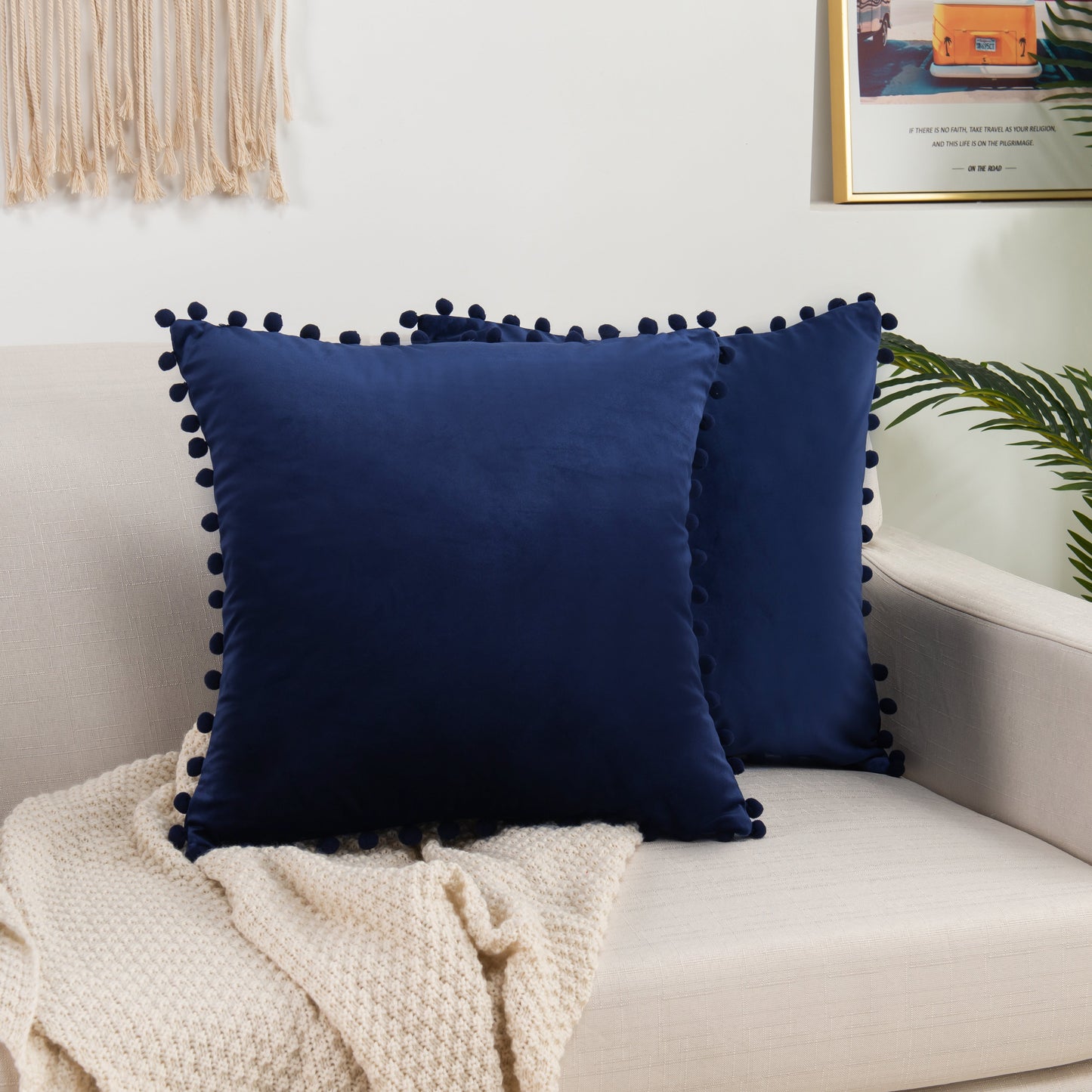 Luxury Bedding Outlet Pom-Pom Throw Pillow Covers