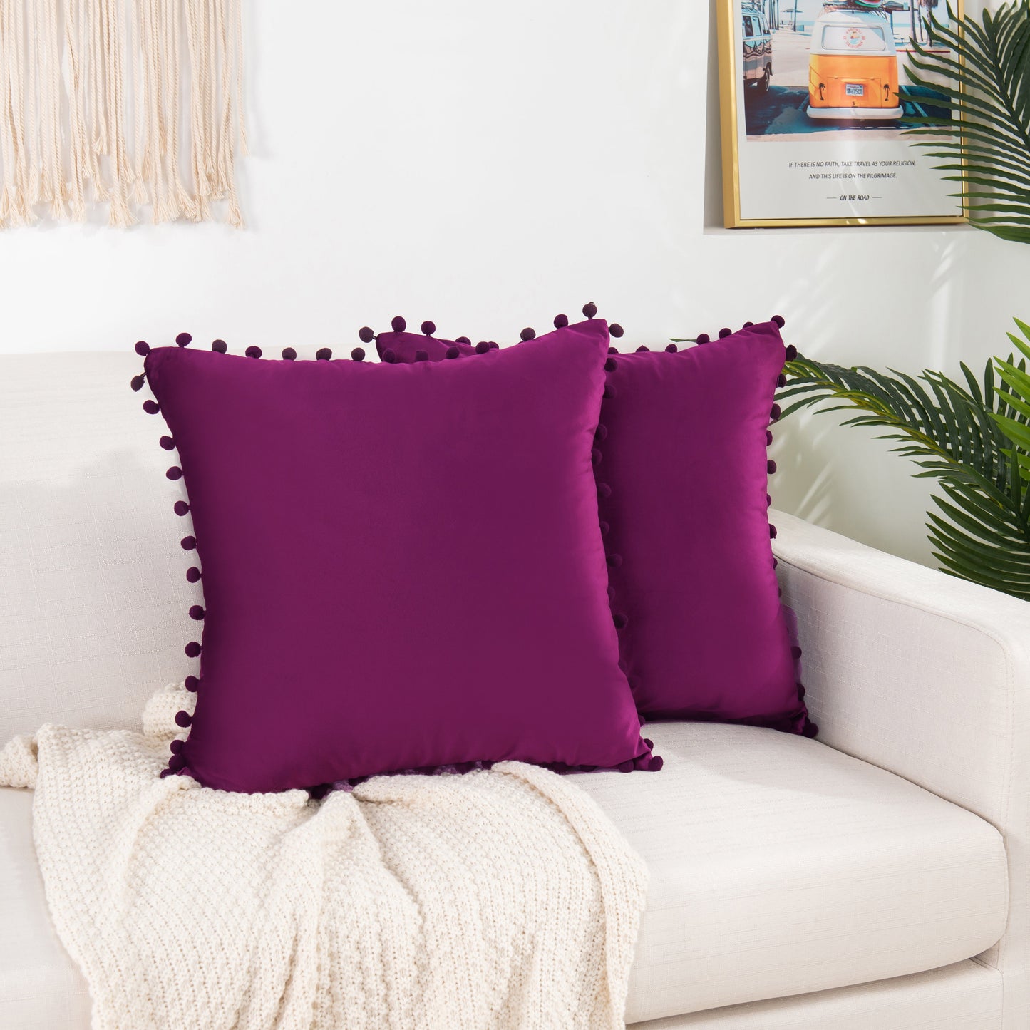 Luxury Bedding Outlet Pom-Pom Throw Pillow Covers