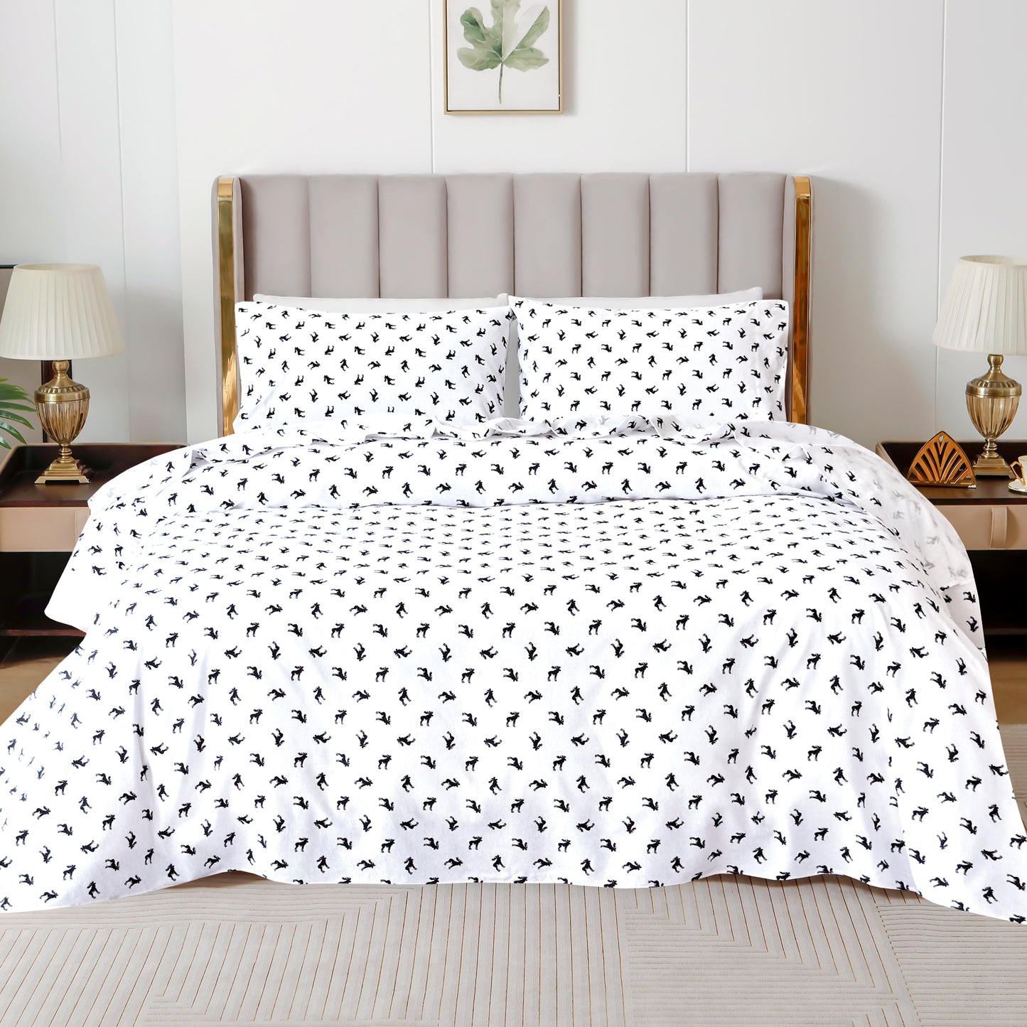 Luxury Bedding Outlet 4-Piece Holiday Cotton Flannel Bed Sheet Set