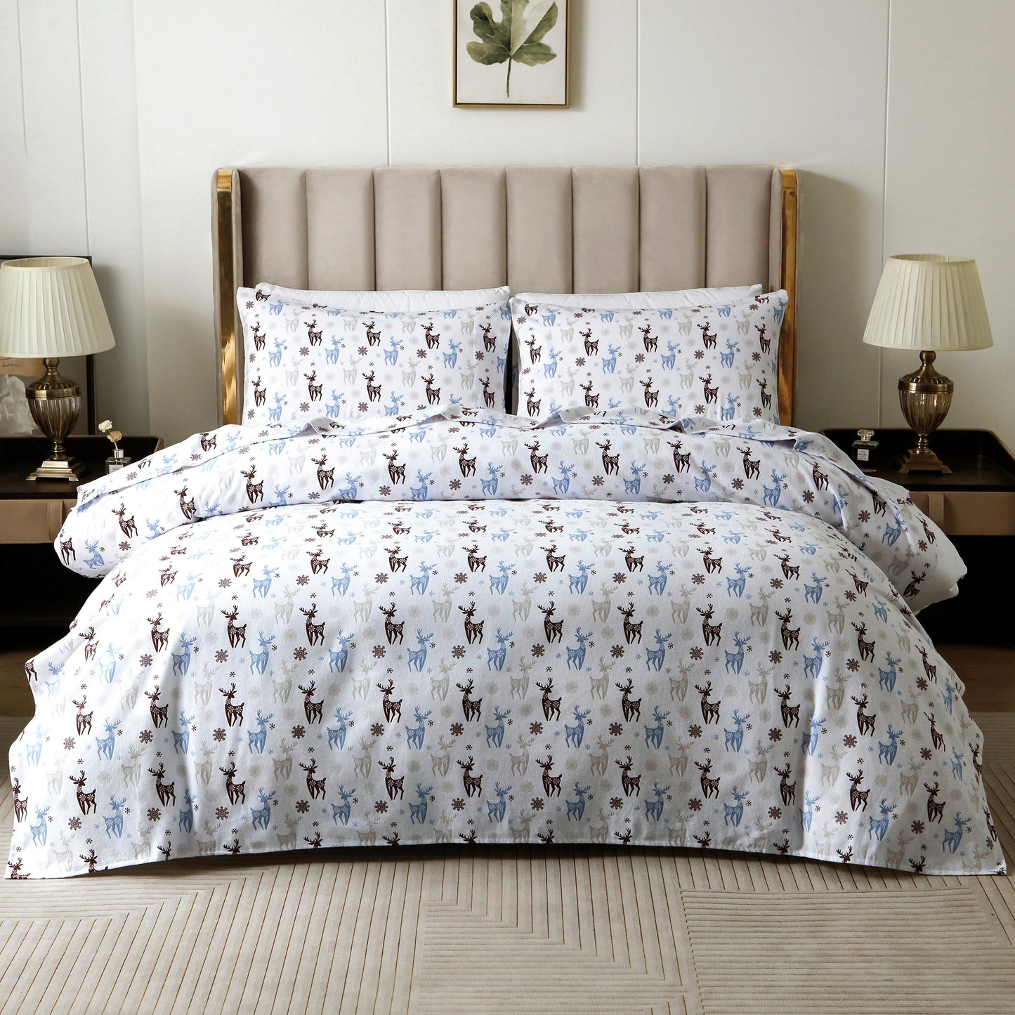 Luxury Bedding Outlet 4-Piece Holiday Cotton Flannel Bed Sheet Set