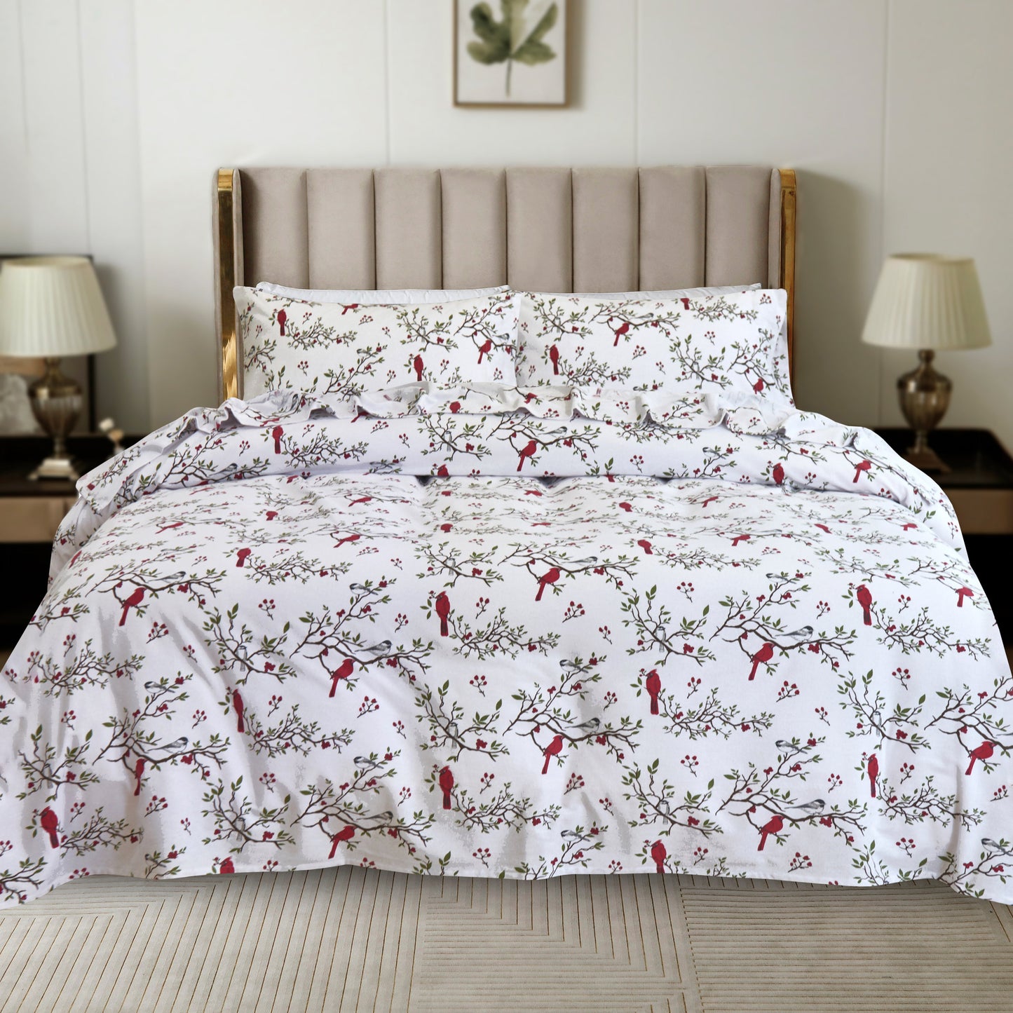 Luxury Bedding Outlet 4-Piece Holiday Cotton Flannel Bed Sheet Set