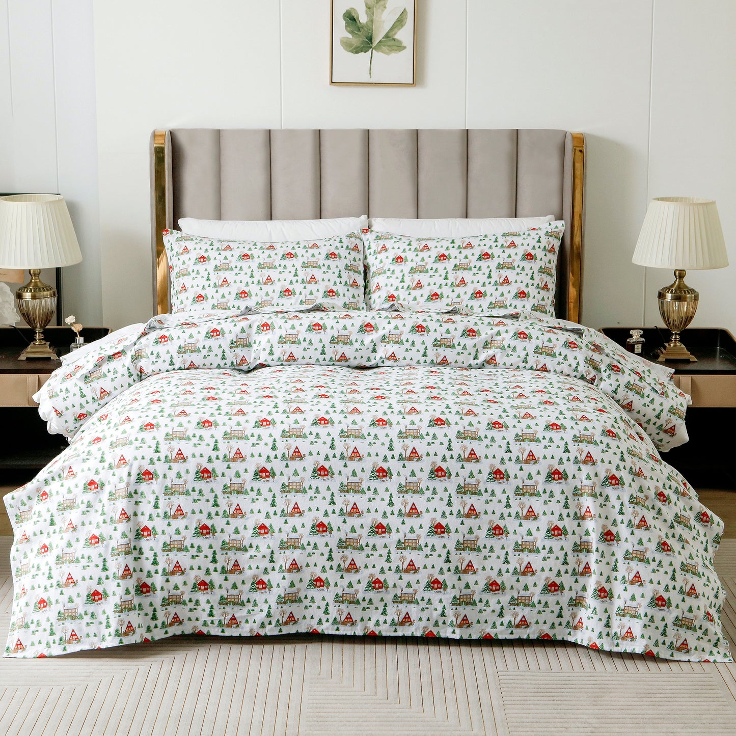 Luxury Bedding Outlet 4-Piece Holiday Cotton Flannel Bed Sheet Set