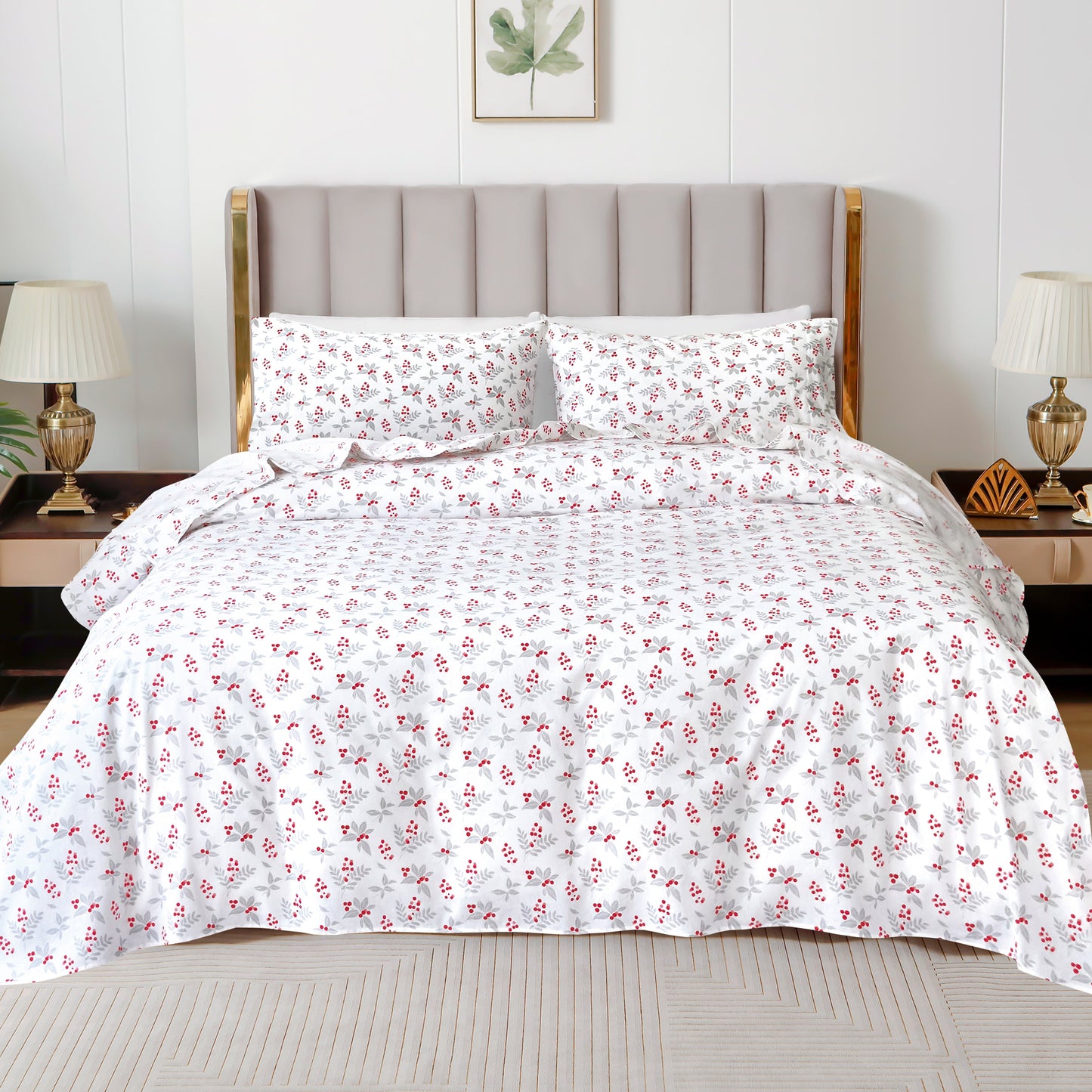 Luxury Bedding Outlet 4-Piece Holiday Cotton Flannel Bed Sheet Set
