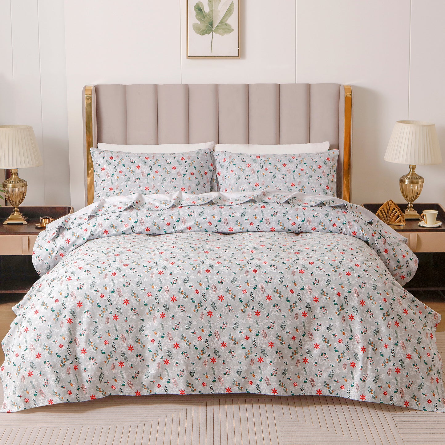 Luxury Bedding Outlet 4-Piece Holiday Cotton Flannel Bed Sheet Set