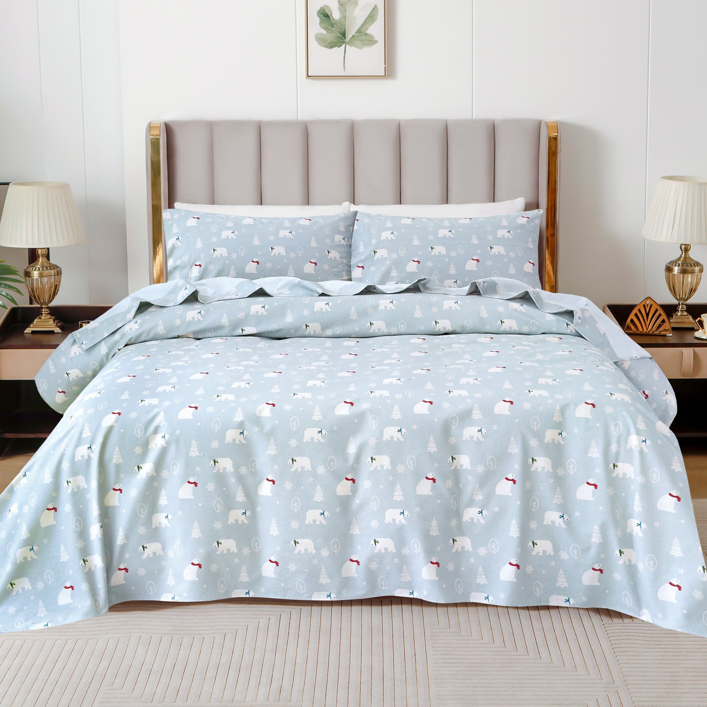 Luxury Bedding Outlet 4-Piece Holiday Cotton Flannel Bed Sheet Set