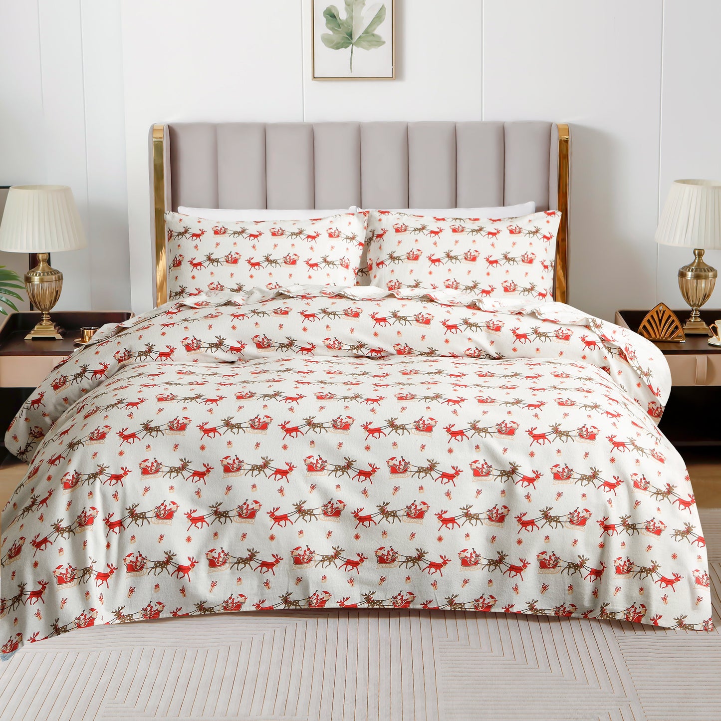 Luxury Bedding Outlet 4-Piece Holiday Cotton Flannel Bed Sheet Set