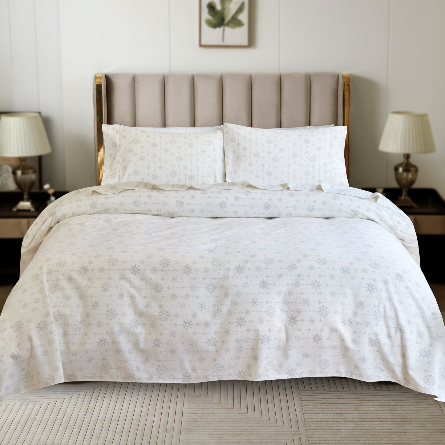 Luxury Bedding Outlet 4-Piece Holiday Cotton Flannel Bed Sheet Set