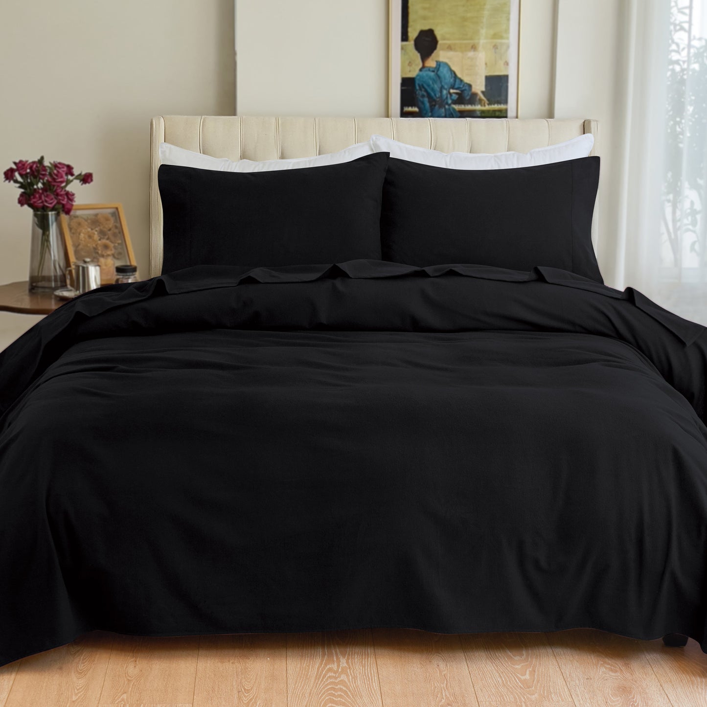 Luxury Bedding Outlet 4-Piece Cotton Flannel Sheet Set - 100% Turkish Cotton