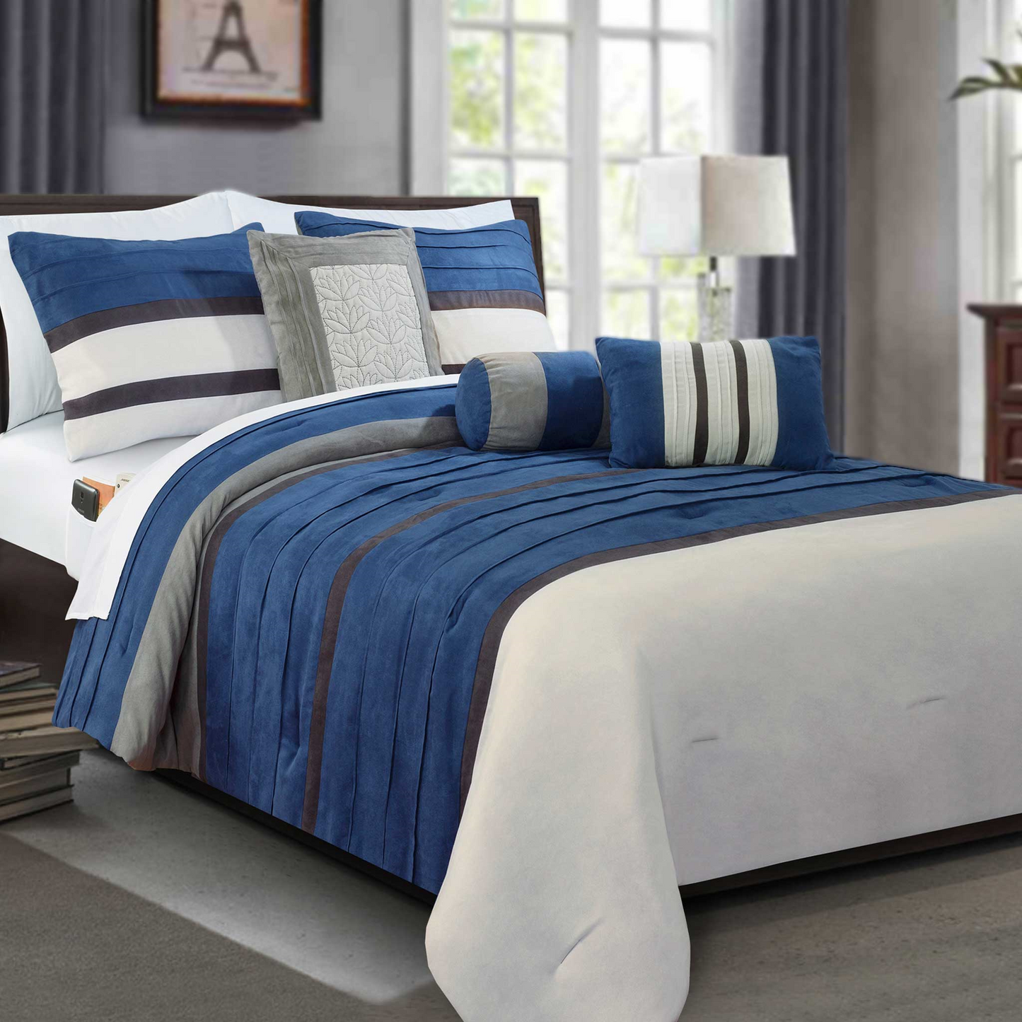 Luxury Bedding Outlet 12-Piece Micro suede Cirena Comforter Set