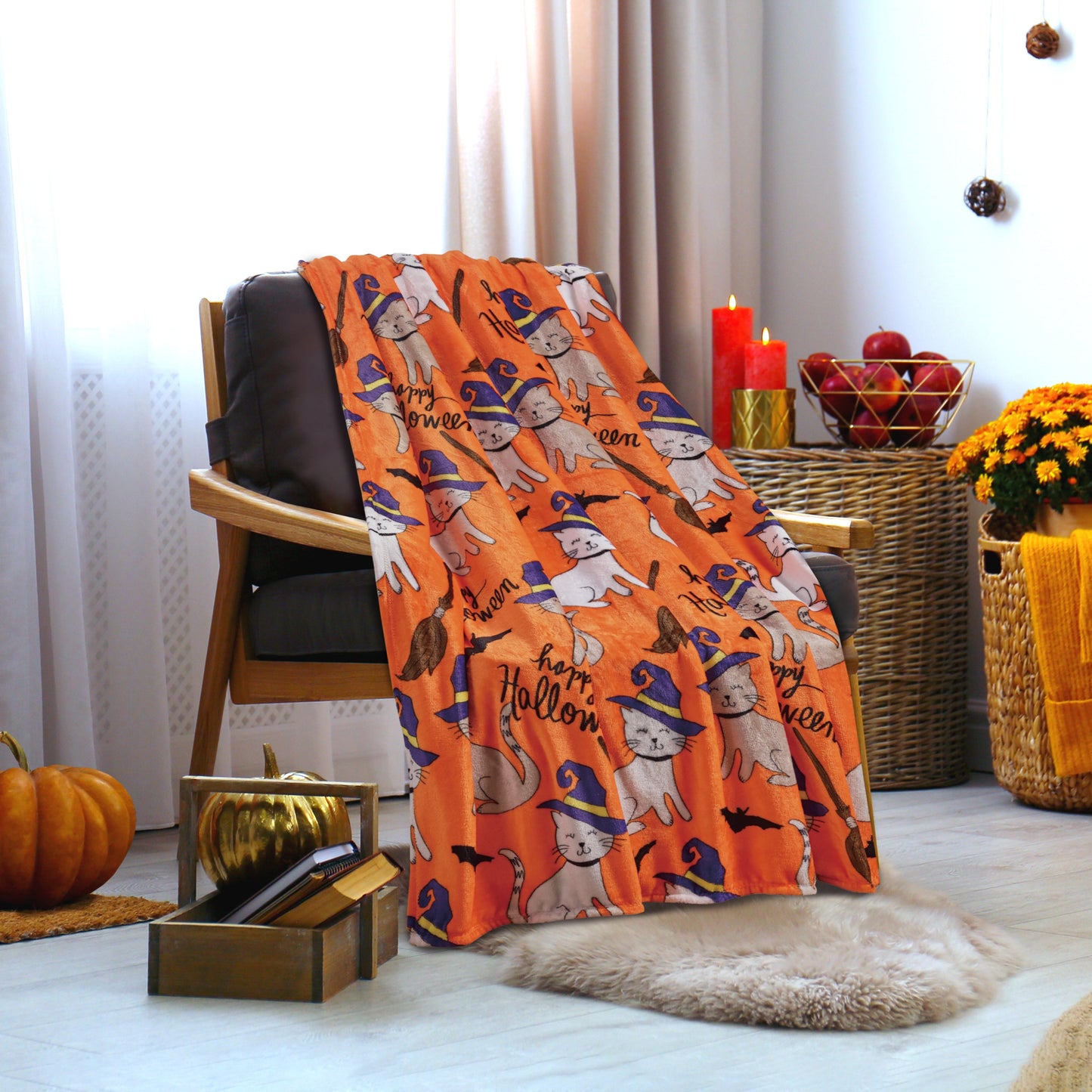Luxury Bedding Outlet 50" x 60" Halloween Theme Blanket Throw