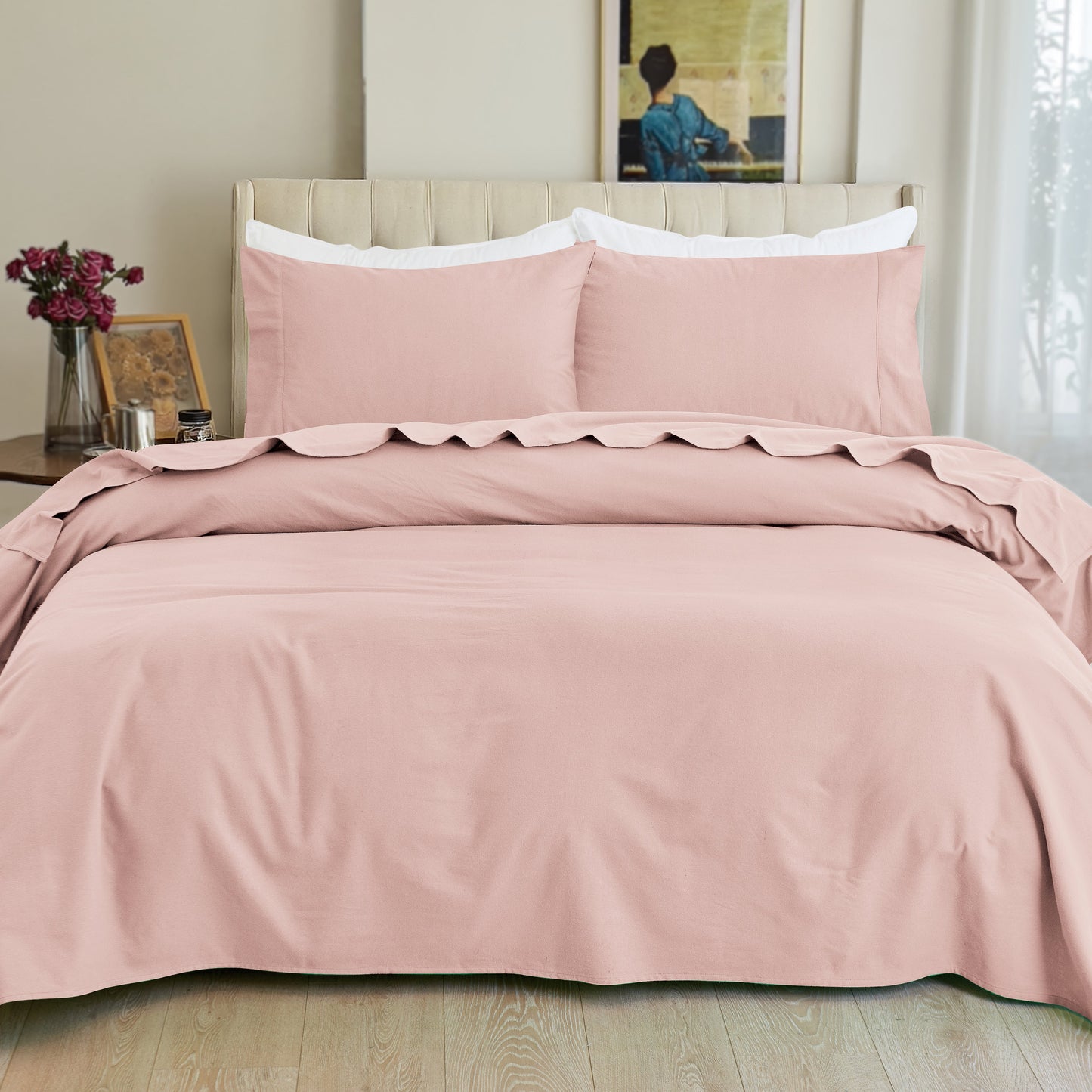 Luxury Bedding Outlet 4-Piece Cotton Flannel Sheet Set - 100% Turkish Cotton