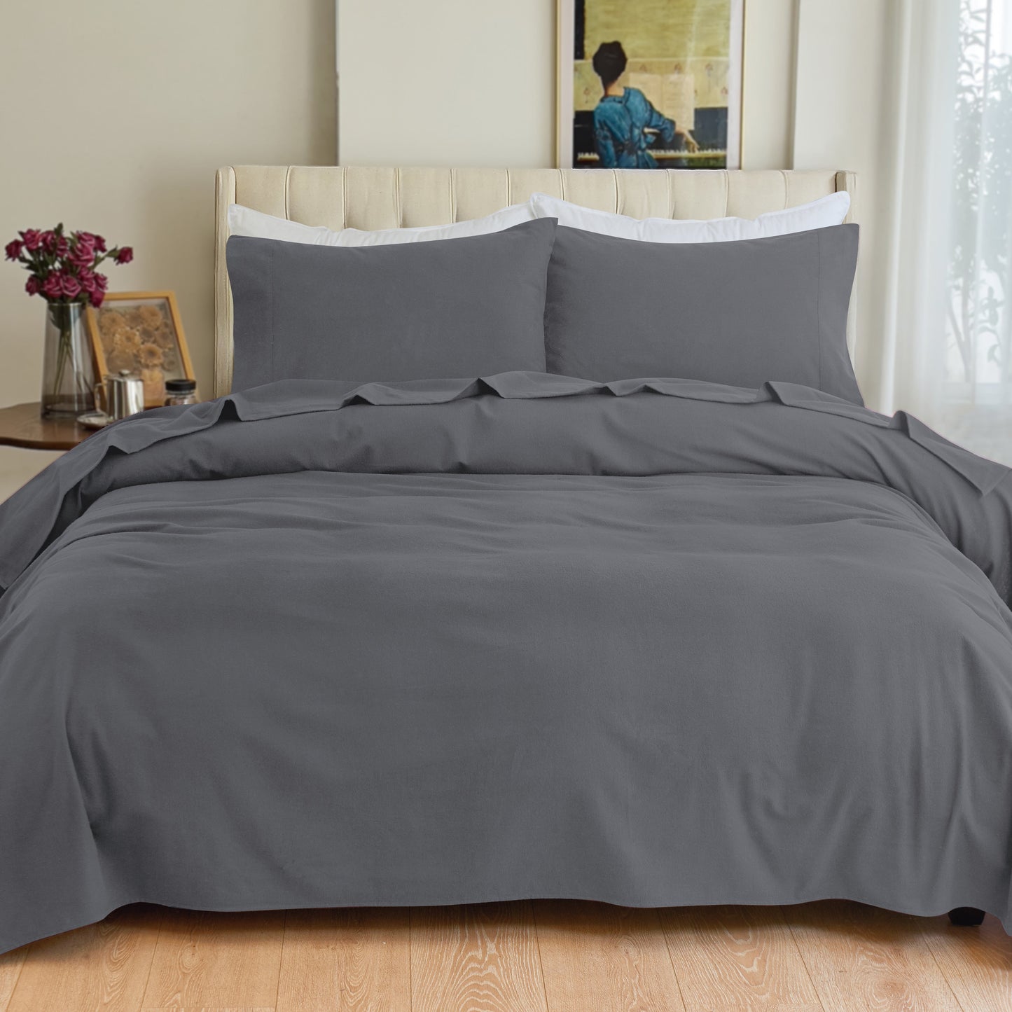 Luxury Bedding Outlet 4-Piece Cotton Flannel Sheet Set - 100% Turkish Cotton