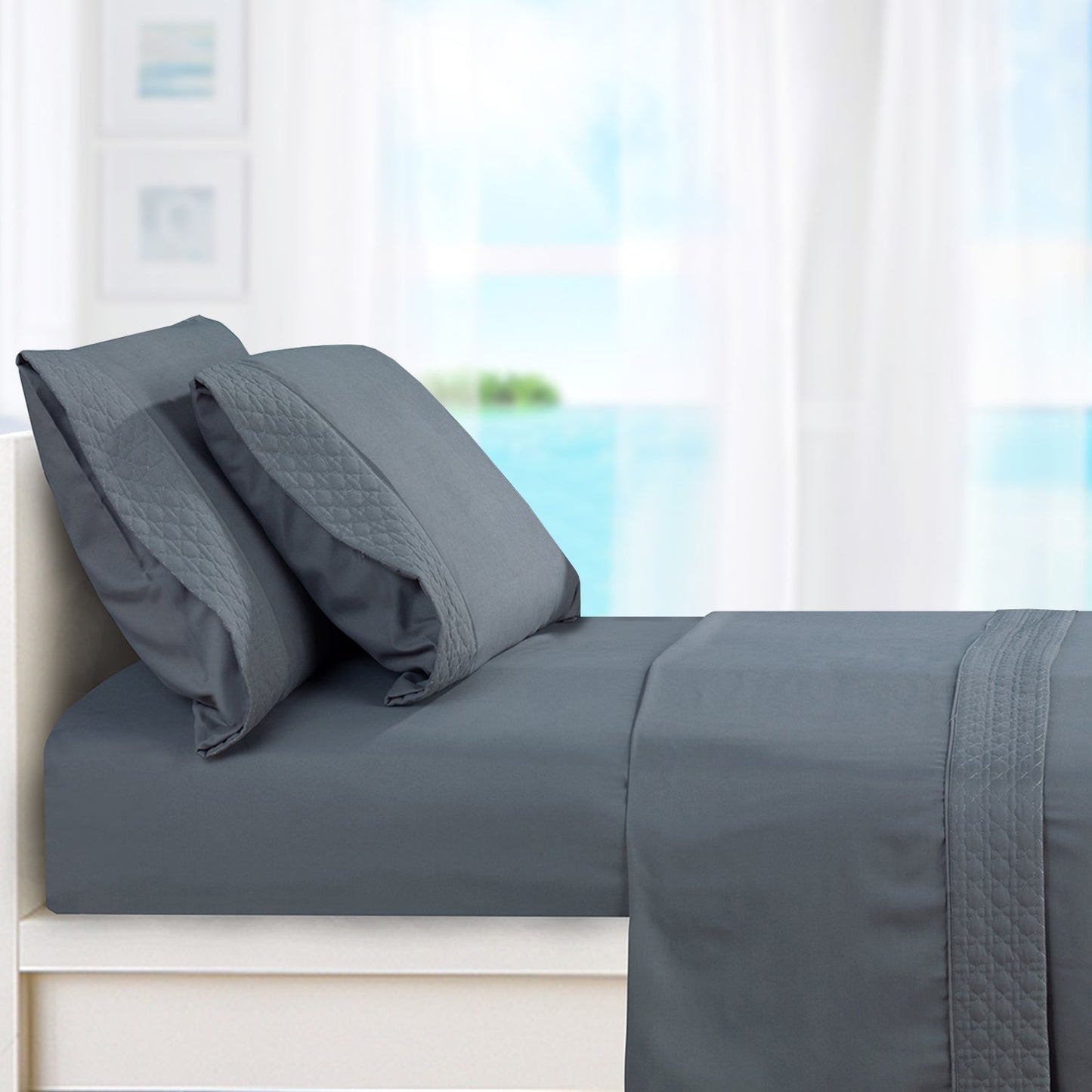 Luxury Bedding Outlet Quilted 4-Piece Bed Sheet Set