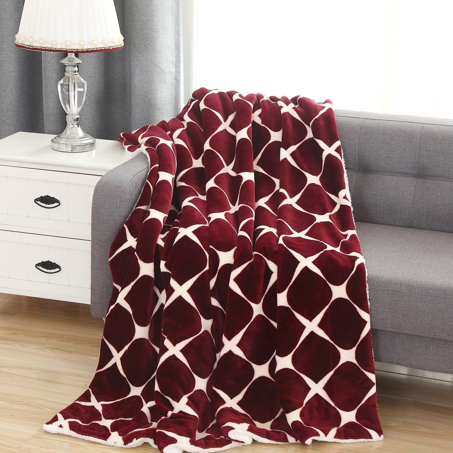 Luxury Bedding Outlet 50" x 60" Sherpa Back Throw Blanket