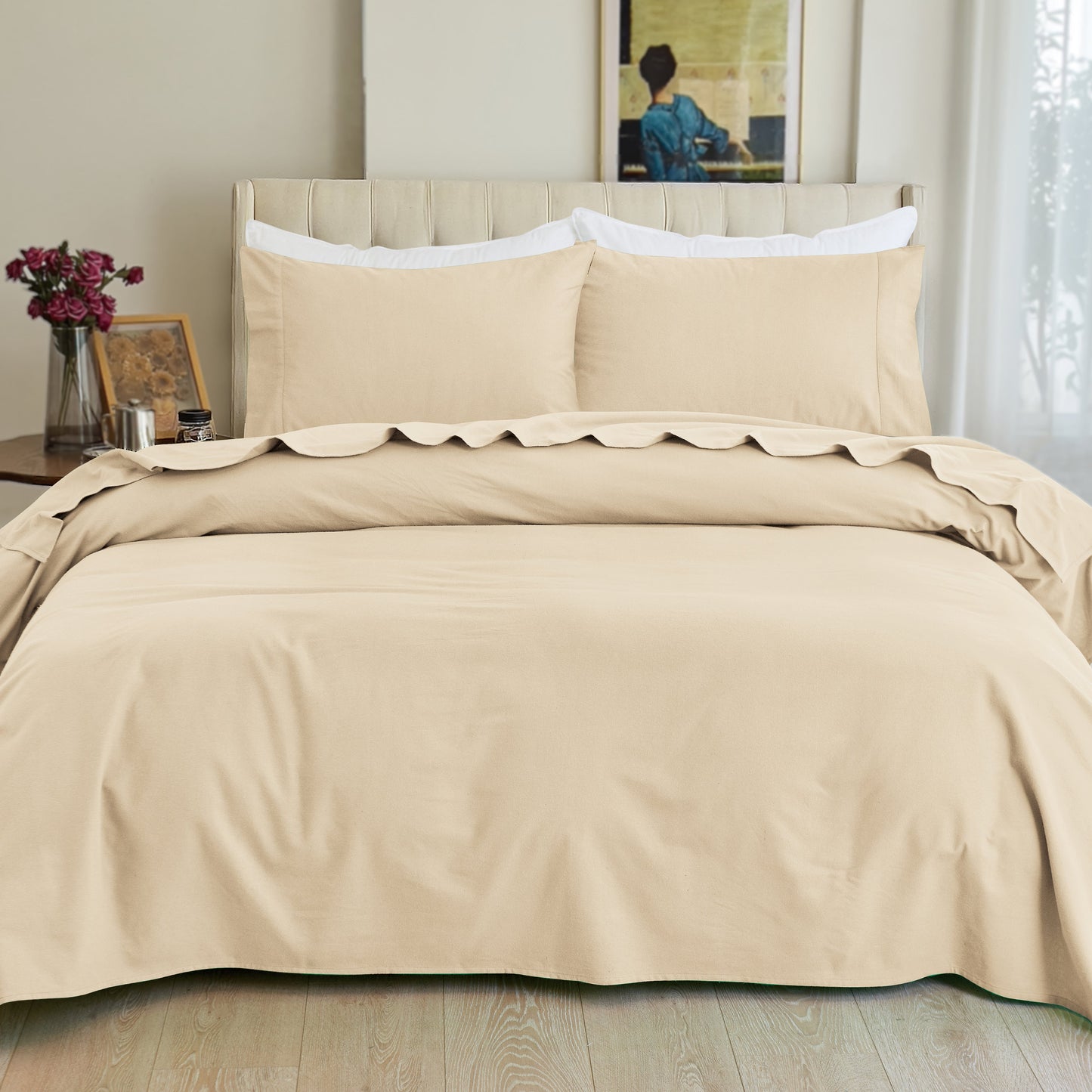 Luxury Bedding Outlet 4-Piece Cotton Flannel Sheet Set - 100% Turkish Cotton