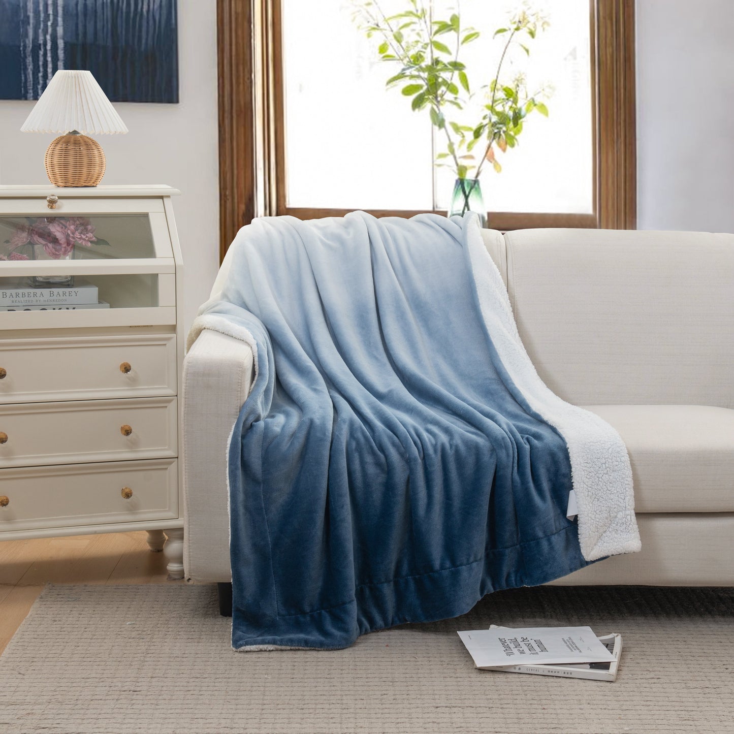 Luxury Bedding Outlet 50" x 60" Ombre Pattern Sherpa Throw Blanket