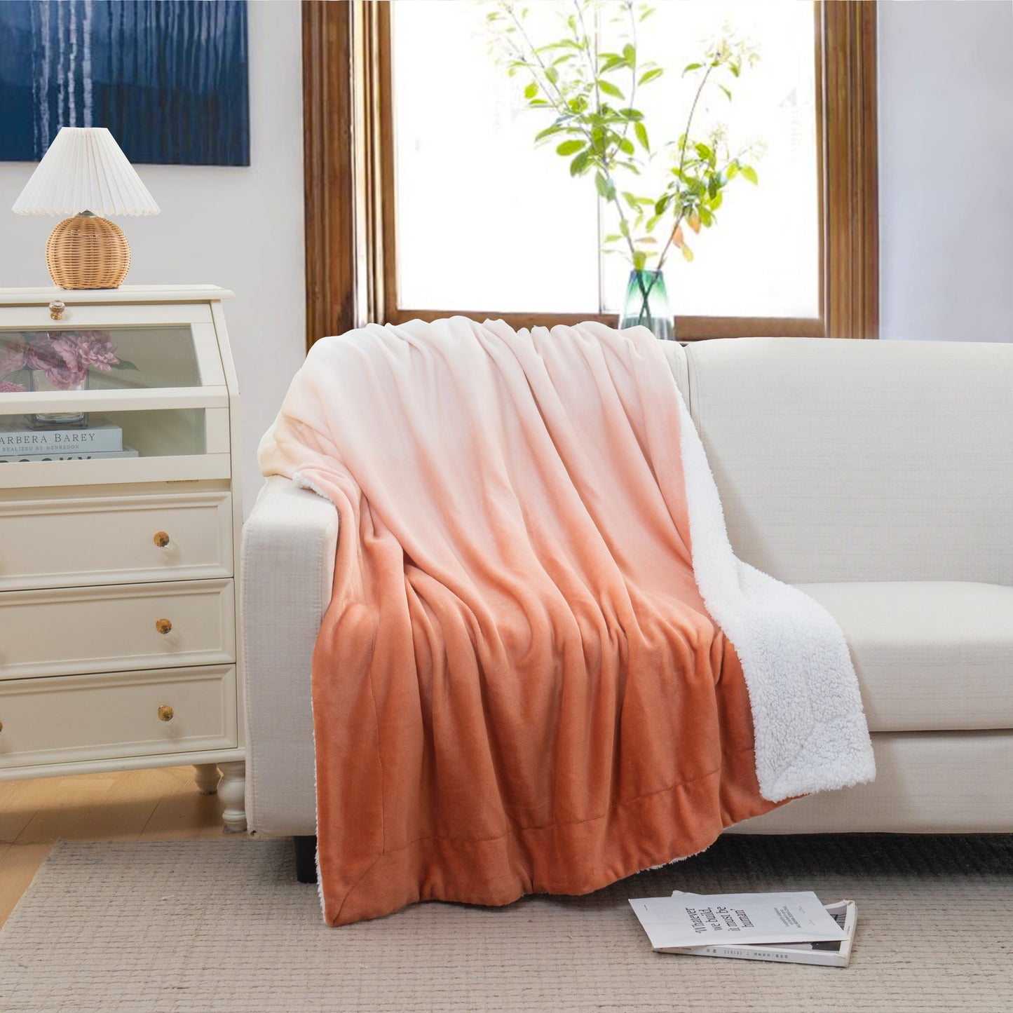 Luxury Bedding Outlet 50" x 60" Ombre Pattern Sherpa Throw Blanket