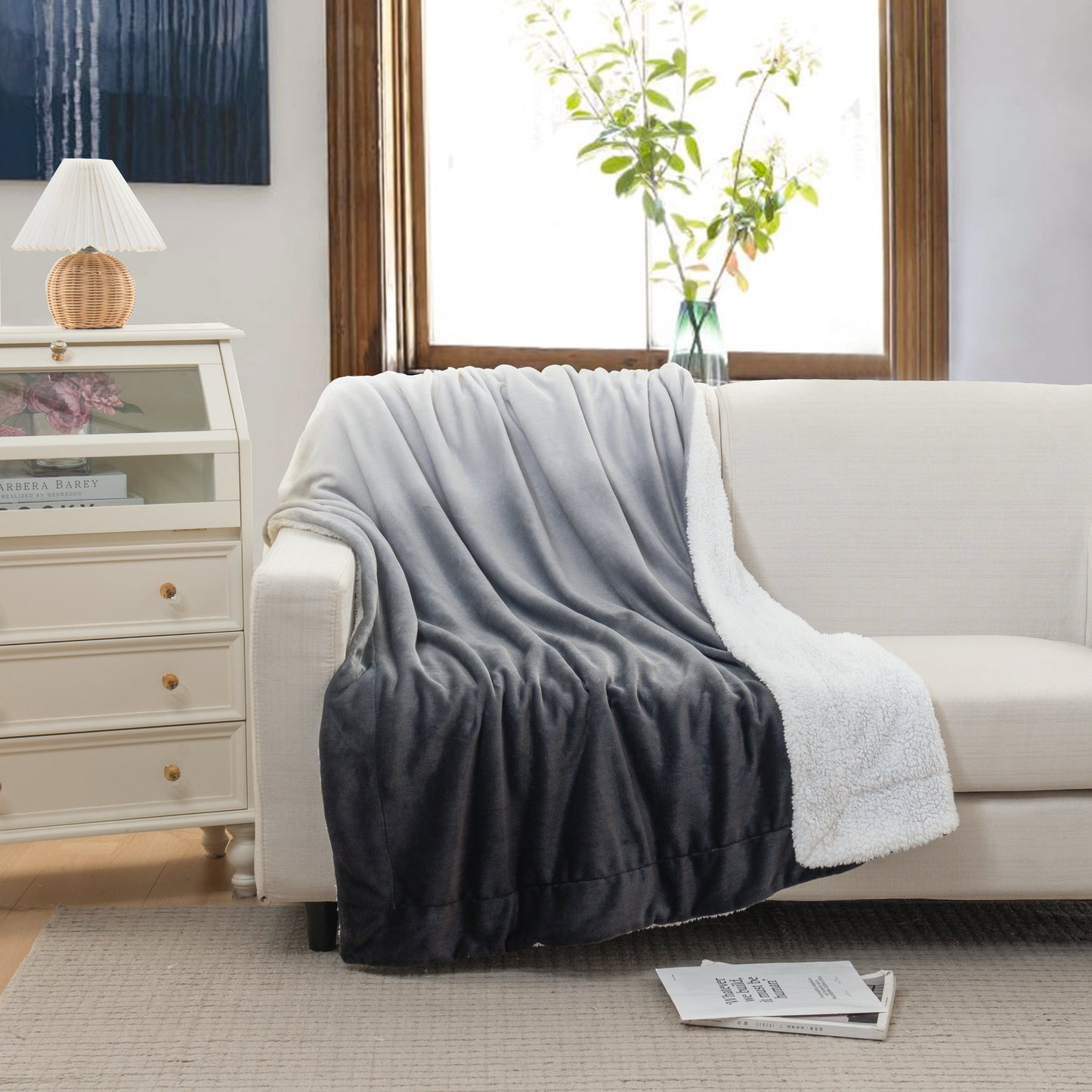 Luxury Bedding Outlet 50" x 60" Ombre Pattern Sherpa Throw Blanket