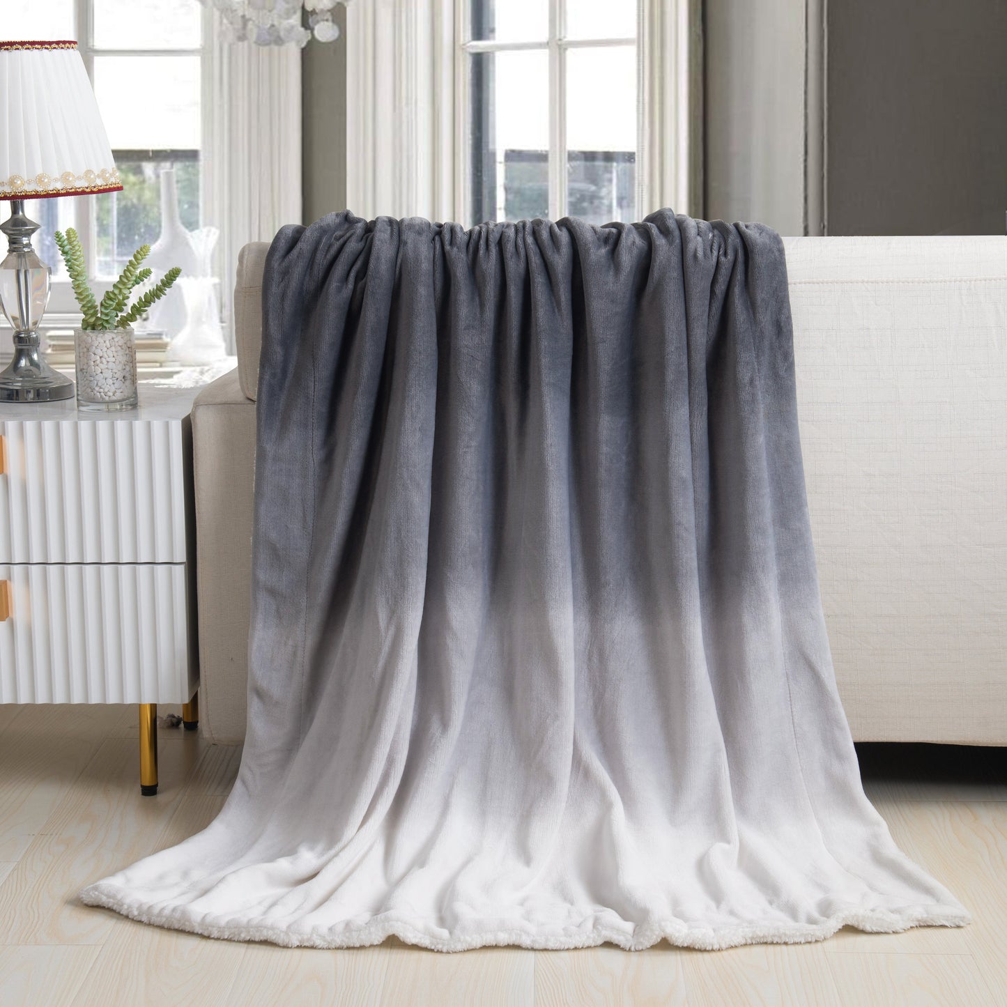 Luxury Bedding Outlet 50" x 60" Ombre Pattern Sherpa Throw Blanket