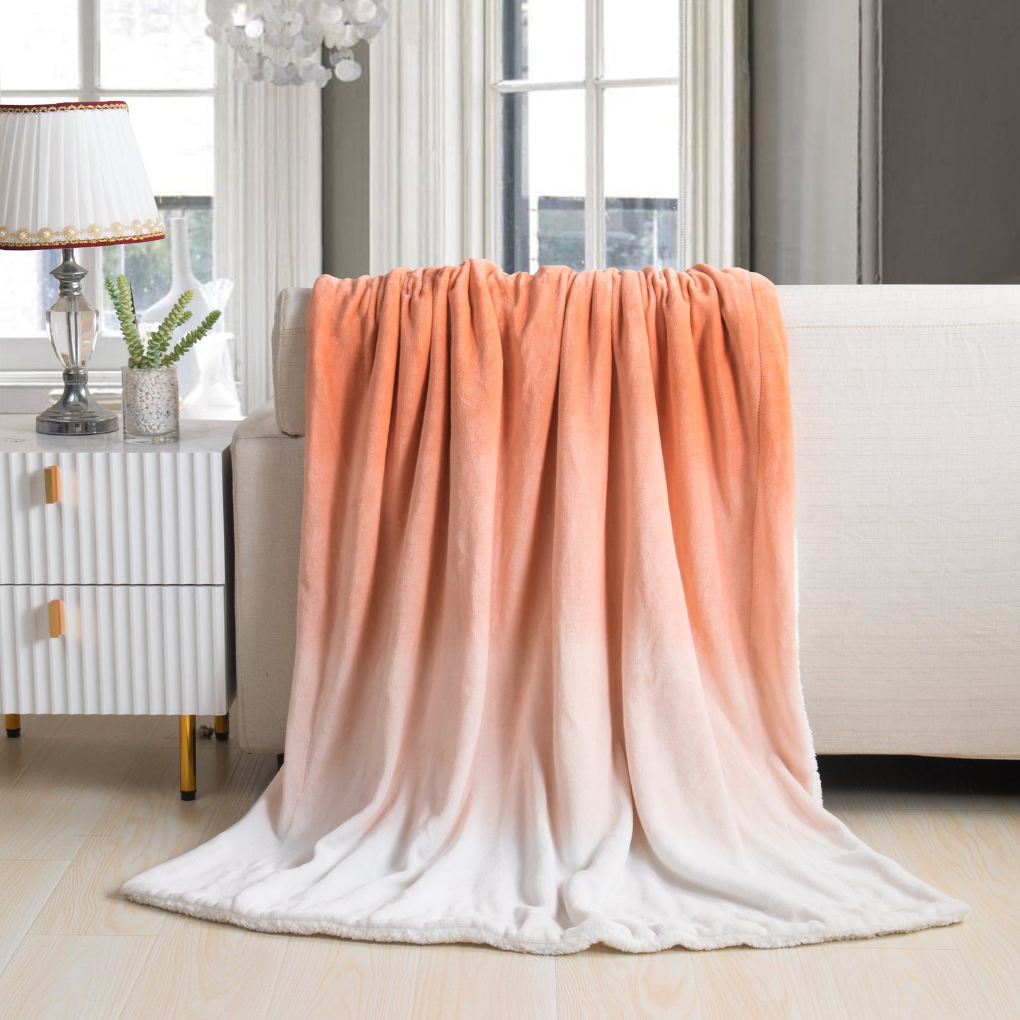 Luxury Bedding Outlet 50" x 60" Ombre Pattern Sherpa Throw Blanket
