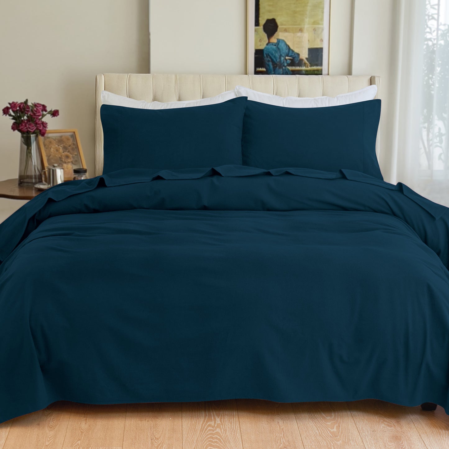 Luxury Bedding Outlet 4-Piece Cotton Flannel Sheet Set - 100% Turkish Cotton