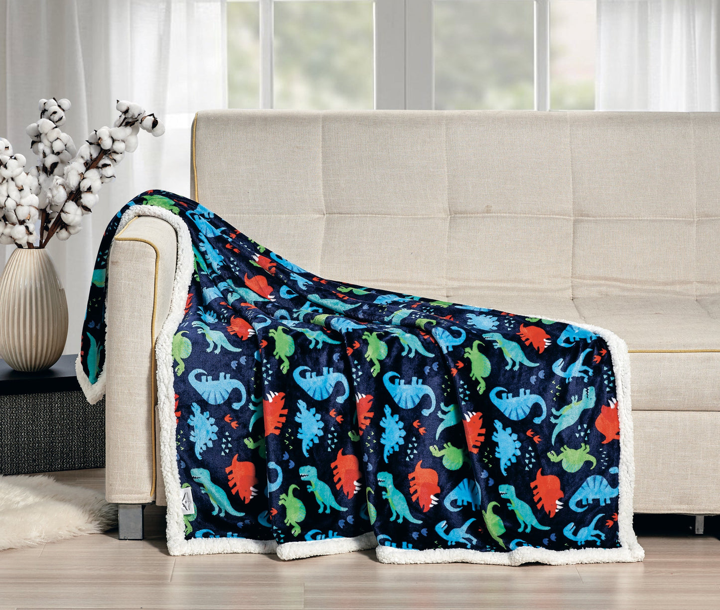 Luxury Bedding Outlet 50" x 60" Printed Sherpa Back Throw Blanket