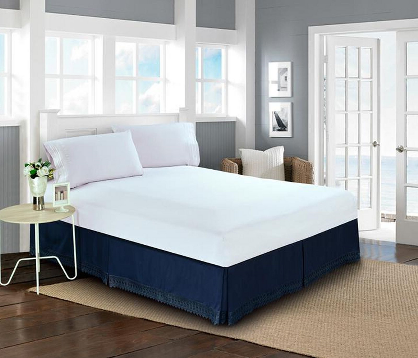 Luxury Bedding Outlet  15 inch Drop Lace Fringe Bed Skirt