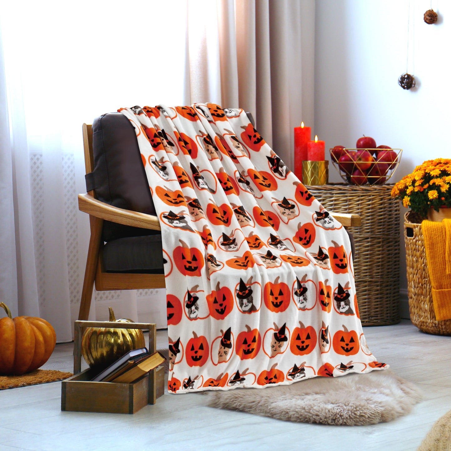 Luxury Bedding Outlet 50" x 60" Halloween Theme Blanket Throw