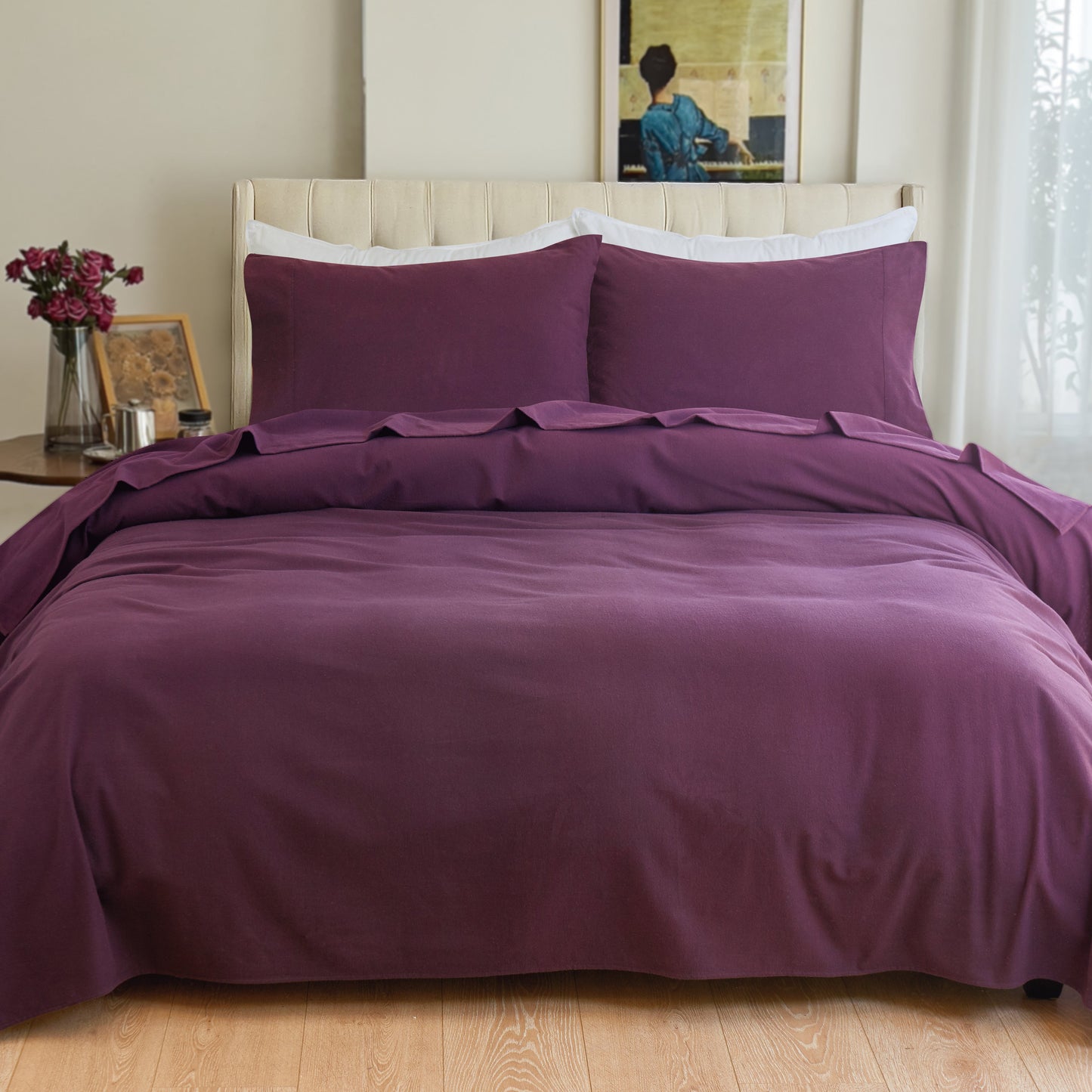 Luxury Bedding Outlet 4-Piece Cotton Flannel Sheet Set - 100% Turkish Cotton