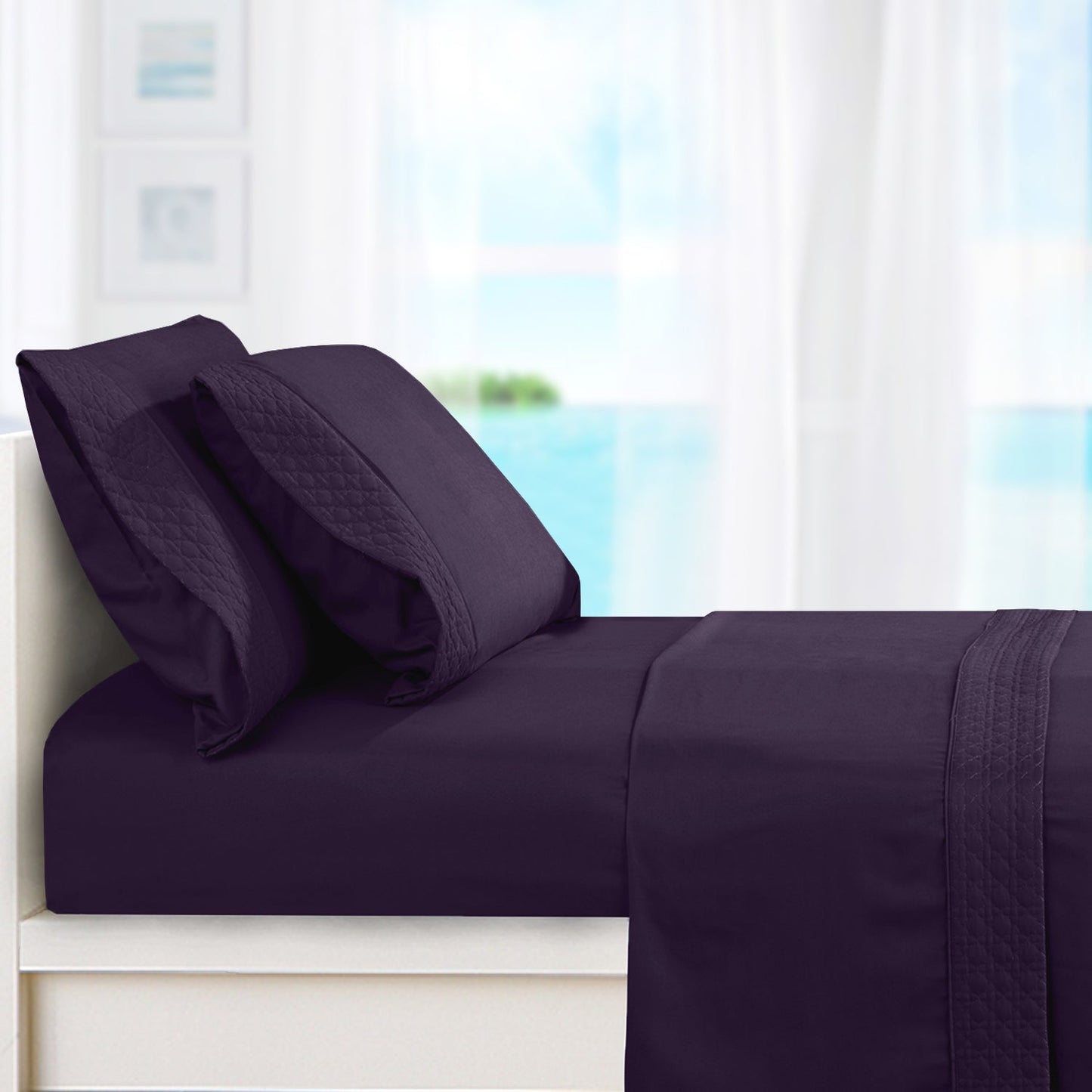 Luxury Bedding Outlet Quilted 4-Piece Bed Sheet Set
