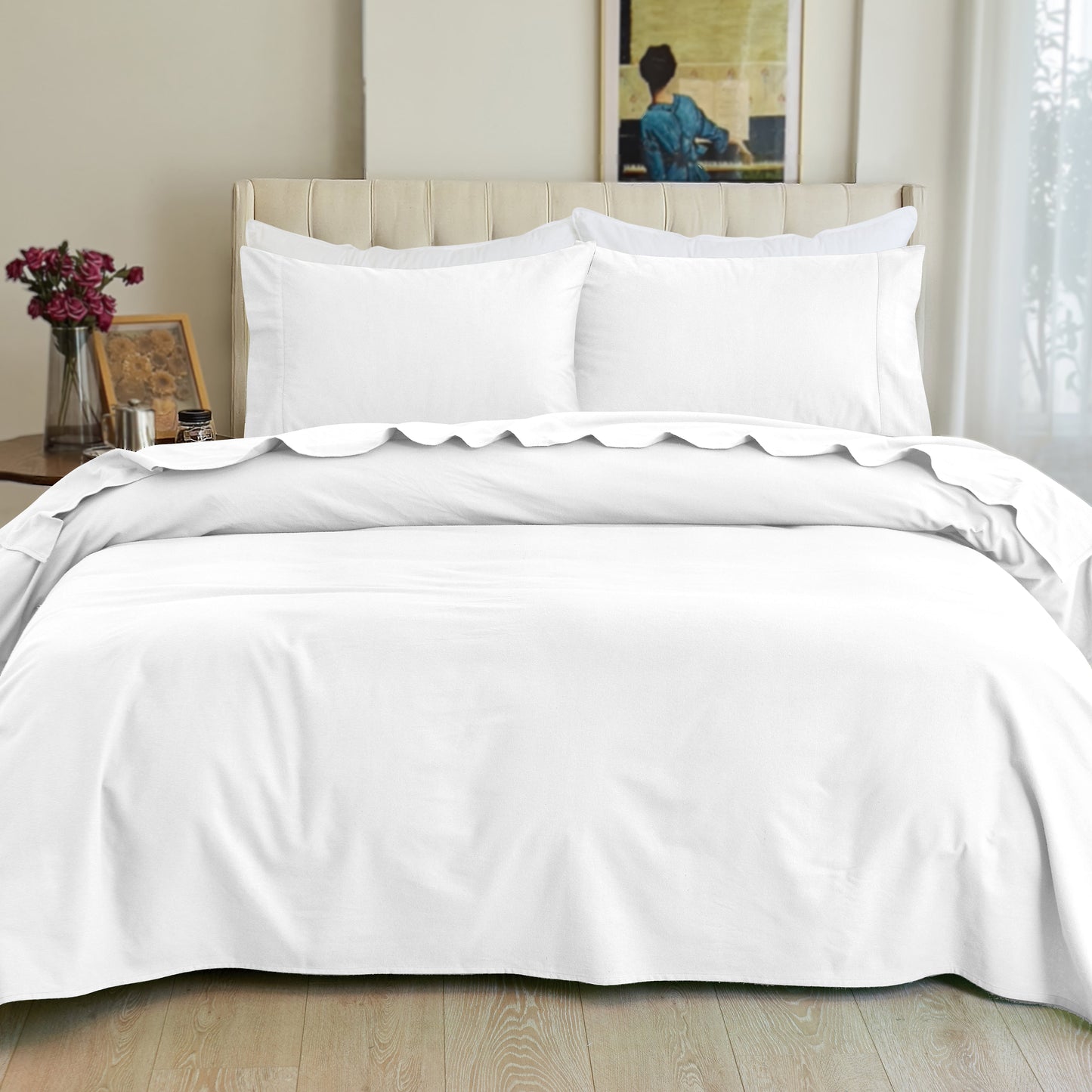 Luxury Bedding Outlet 4-Piece Cotton Flannel Sheet Set - 100% Turkish Cotton