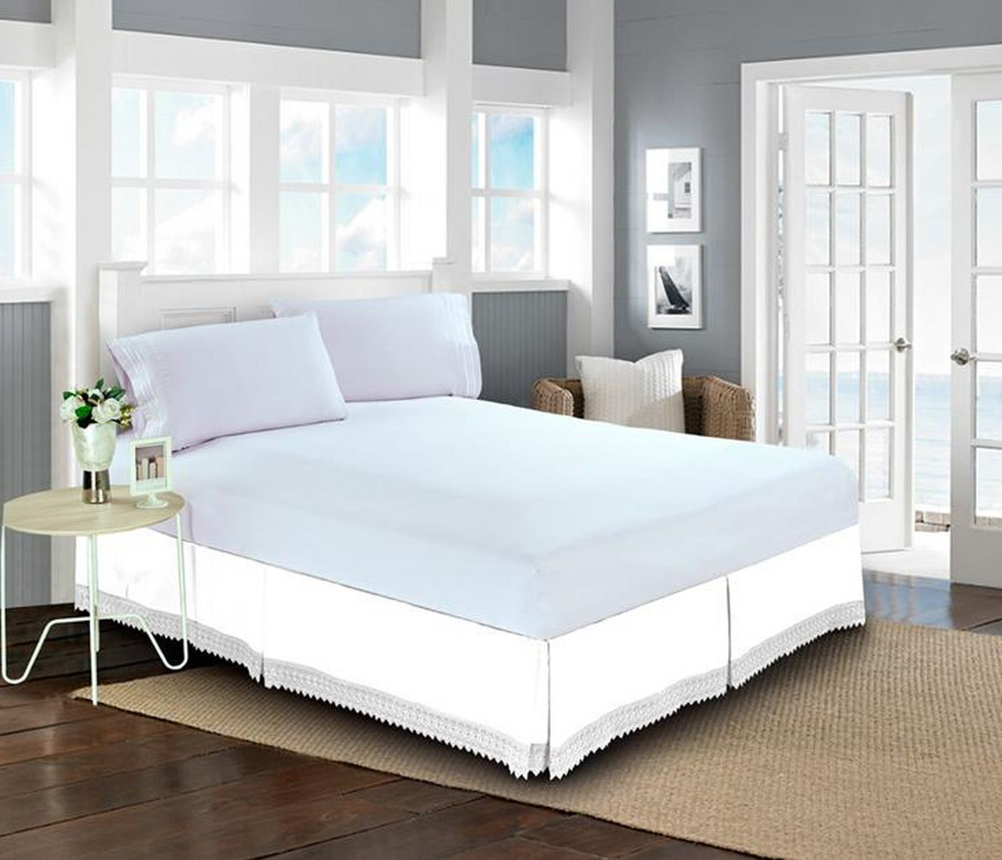 Luxury Bedding Outlet  15 inch Drop Lace Fringe Bed Skirt