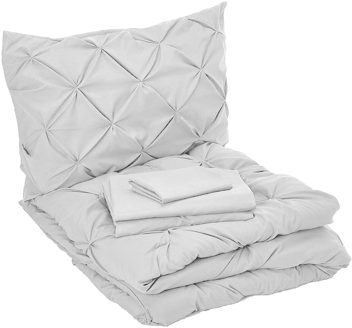 Luxury Bedding Outlet 8-Piece Pintuck Pinch Pleated Comforter Set